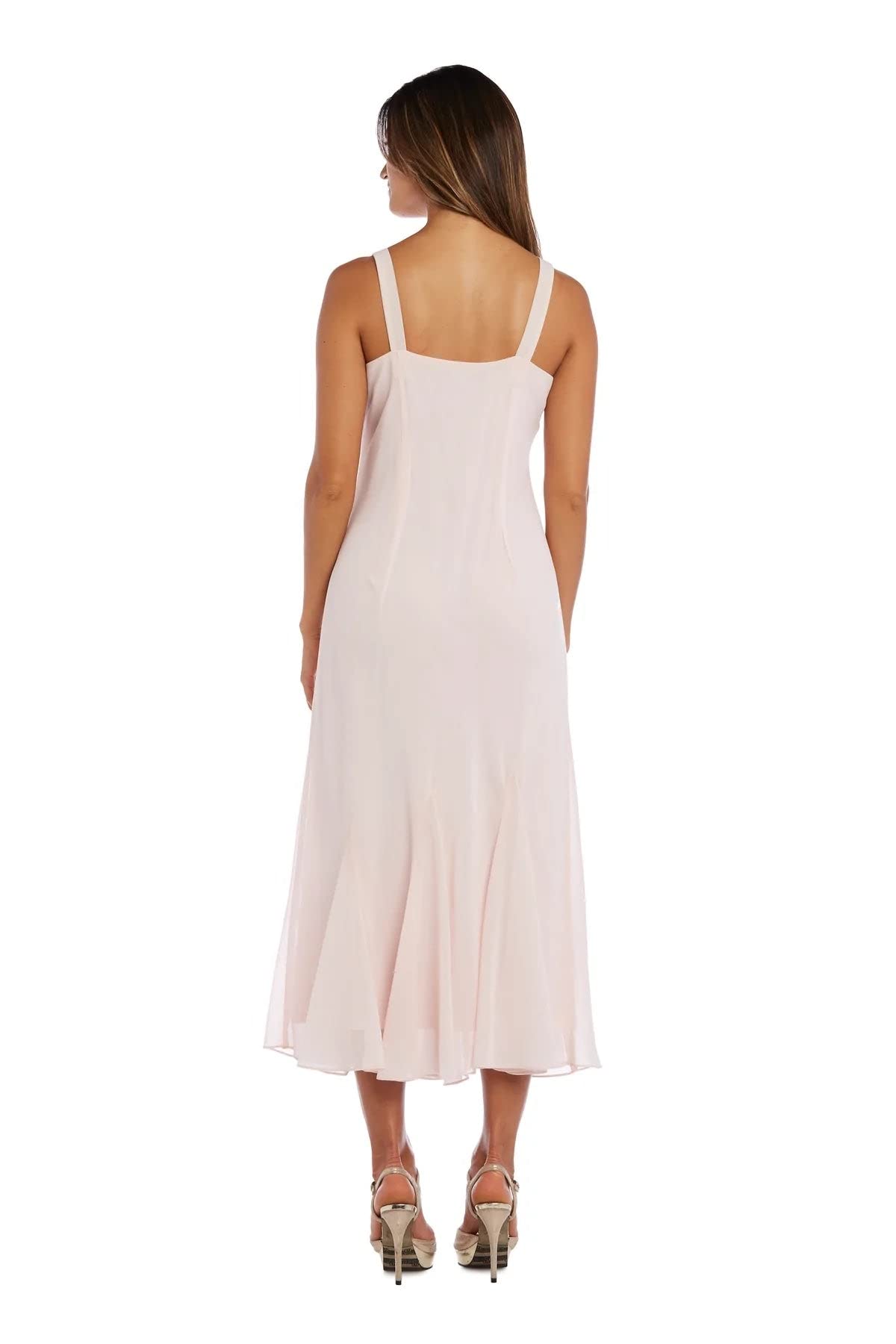R&M Richards Women's Elegant Chiffon Beaded Dress with Matching Jacket - Perfect for Evening Parties, Weddings & Special Occasions