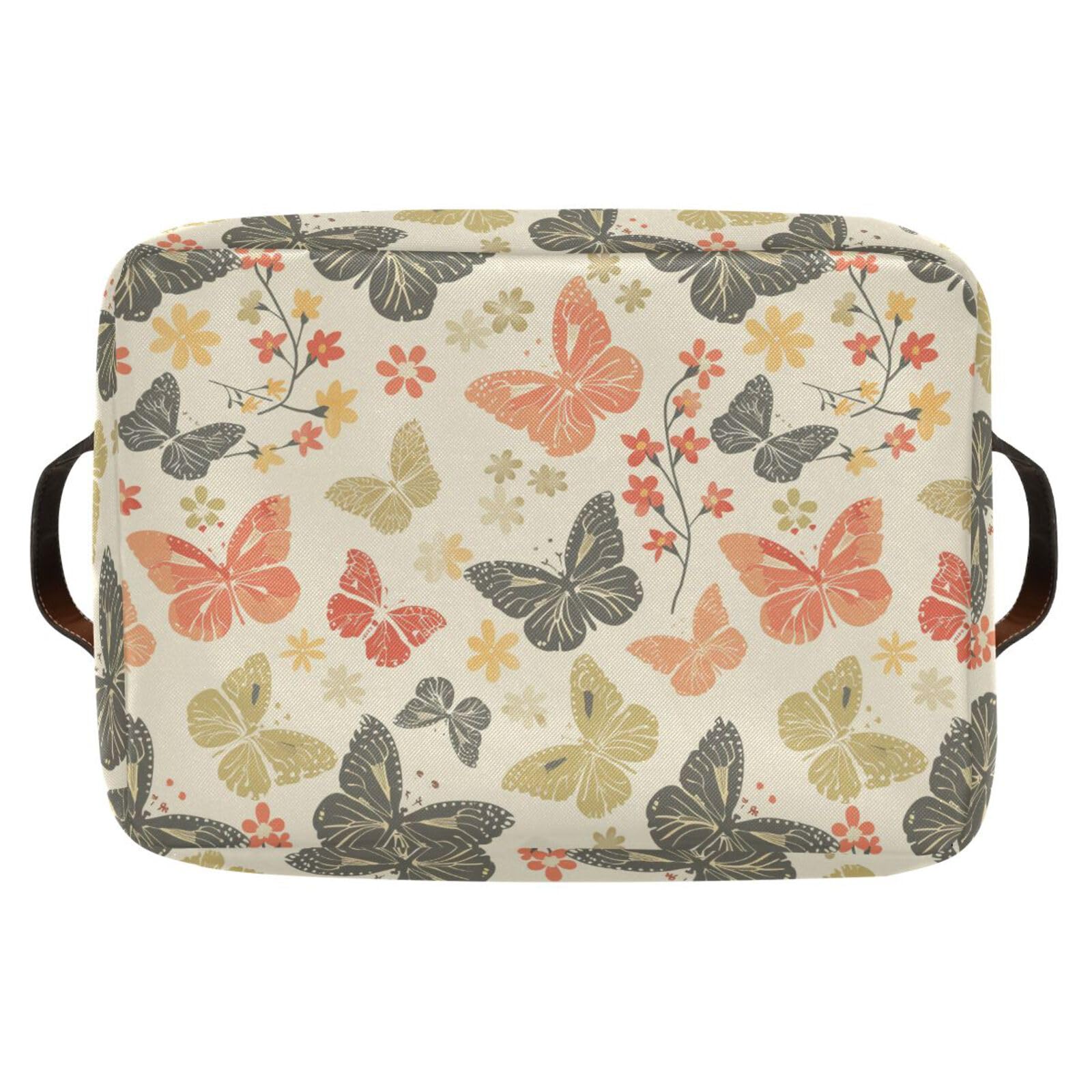 Collapsible Waterproof Storage Baskets with Sturdy Handle - 5 Gallon Butterfly Pantry Organizer for Kitchen, Dorm, Laundry & Home Organization