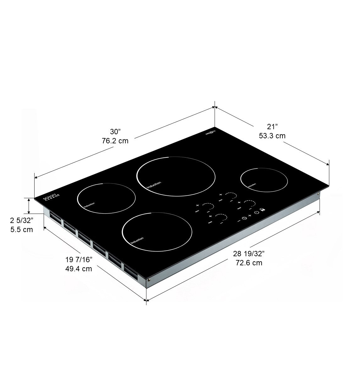 30 Inch Induction Cooktop with 4 Burners & Individual Boost Function - Fast Heating Electric Stove for Home Kitchen, Restaurant & Commercial Use