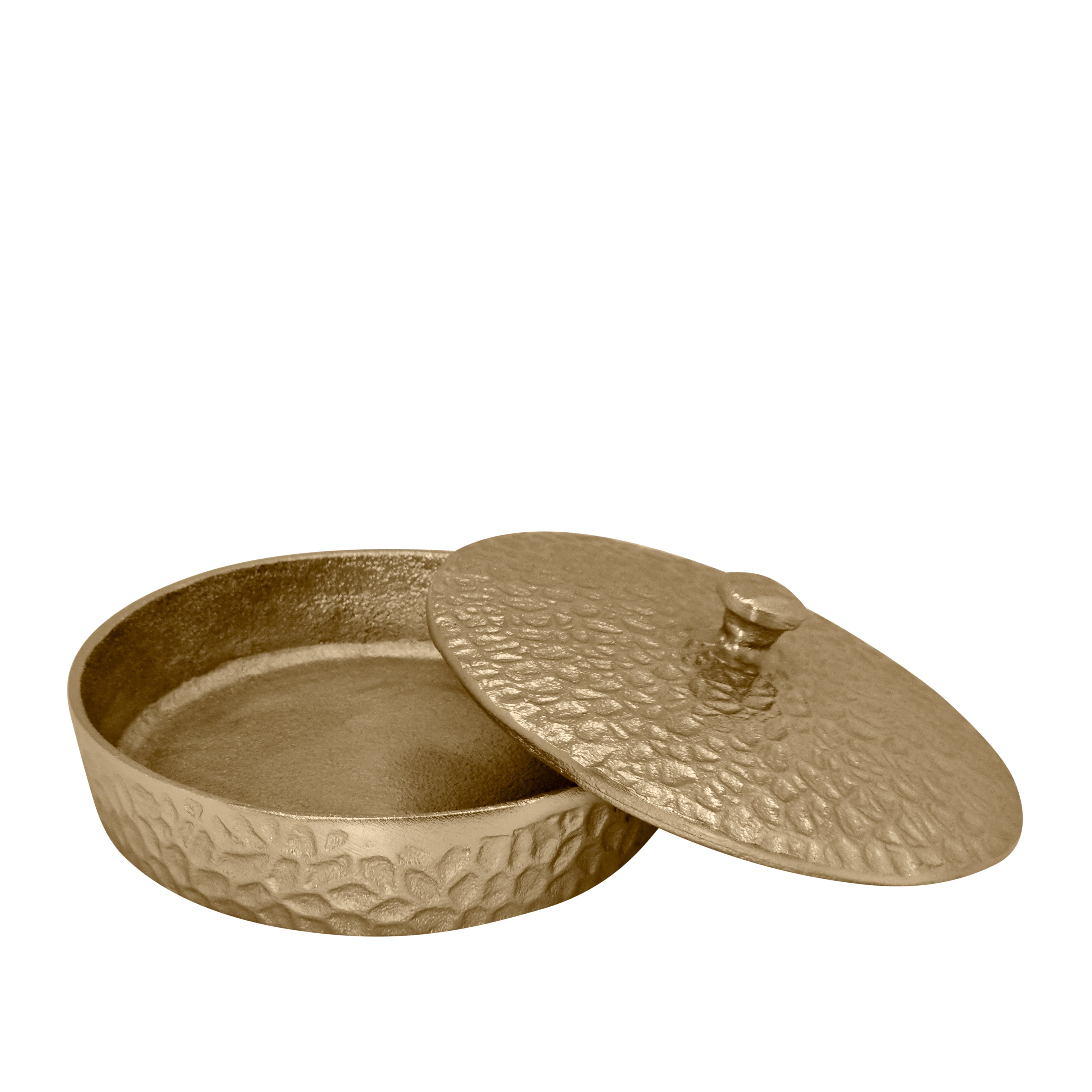 Bernice Round Decorative Storage Box 8x8x3.5 Inches Gold - Perfect for Jewelry, Keepsakes & Home Organization