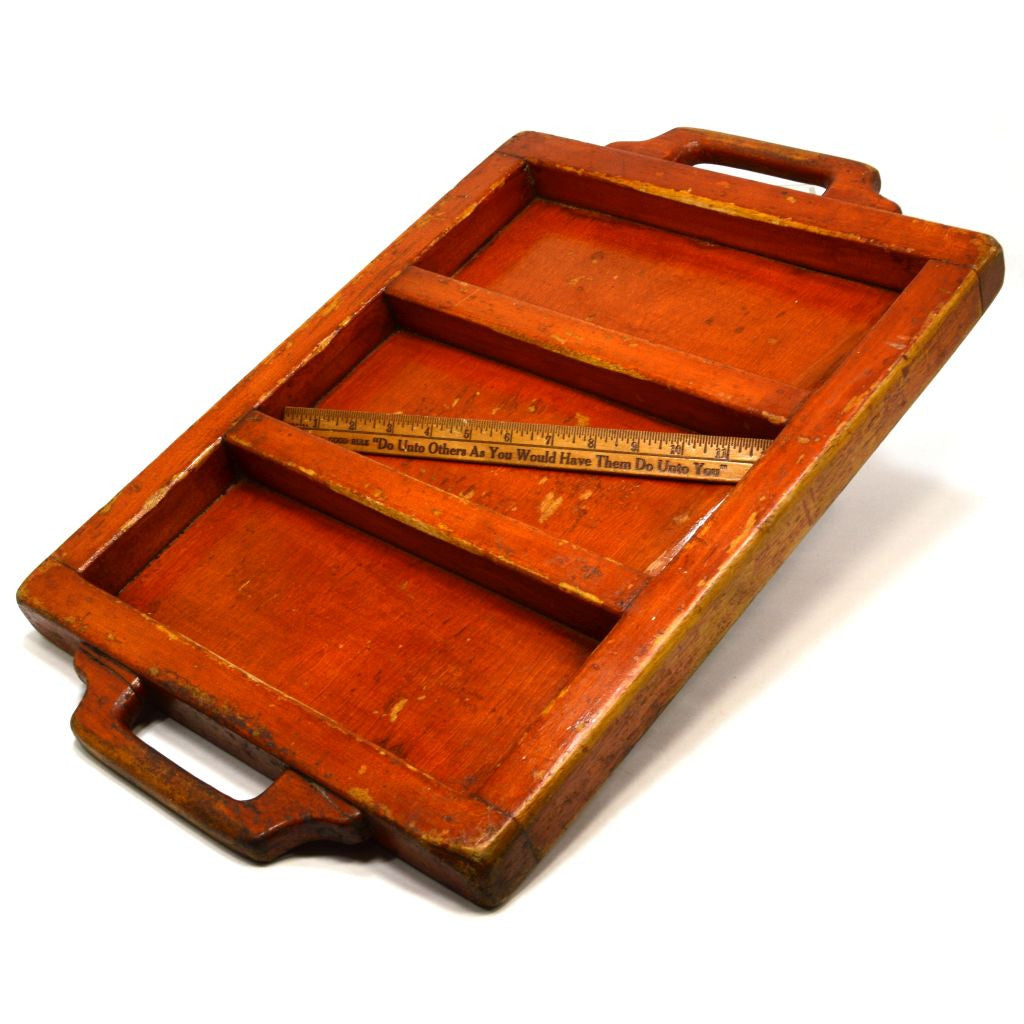Antique Solid Hardwood Serving Tray 14x22 - Handmade Folk Art Vegetable Platter with Patina - Perfect for Dining, Entertaining & Rustic Home Decor