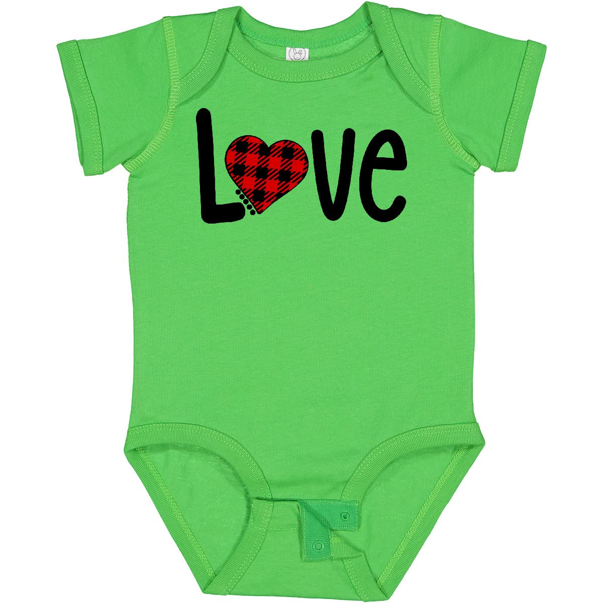 Inktastic Love with Red Plaid Heart Baby Bodysuit - Cute Unisex Infant Onesie for Newborns & Toddlers - Perfect for Family Photos, Holidays & Everyday Wear