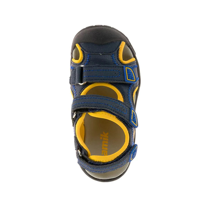 Kamik Navy/Citrus Seaturtle Toddler Sandals - Waterproof Beach Shoes for Boys & Girls - Perfect for Summer Play, Pool & Outdoor Adventures