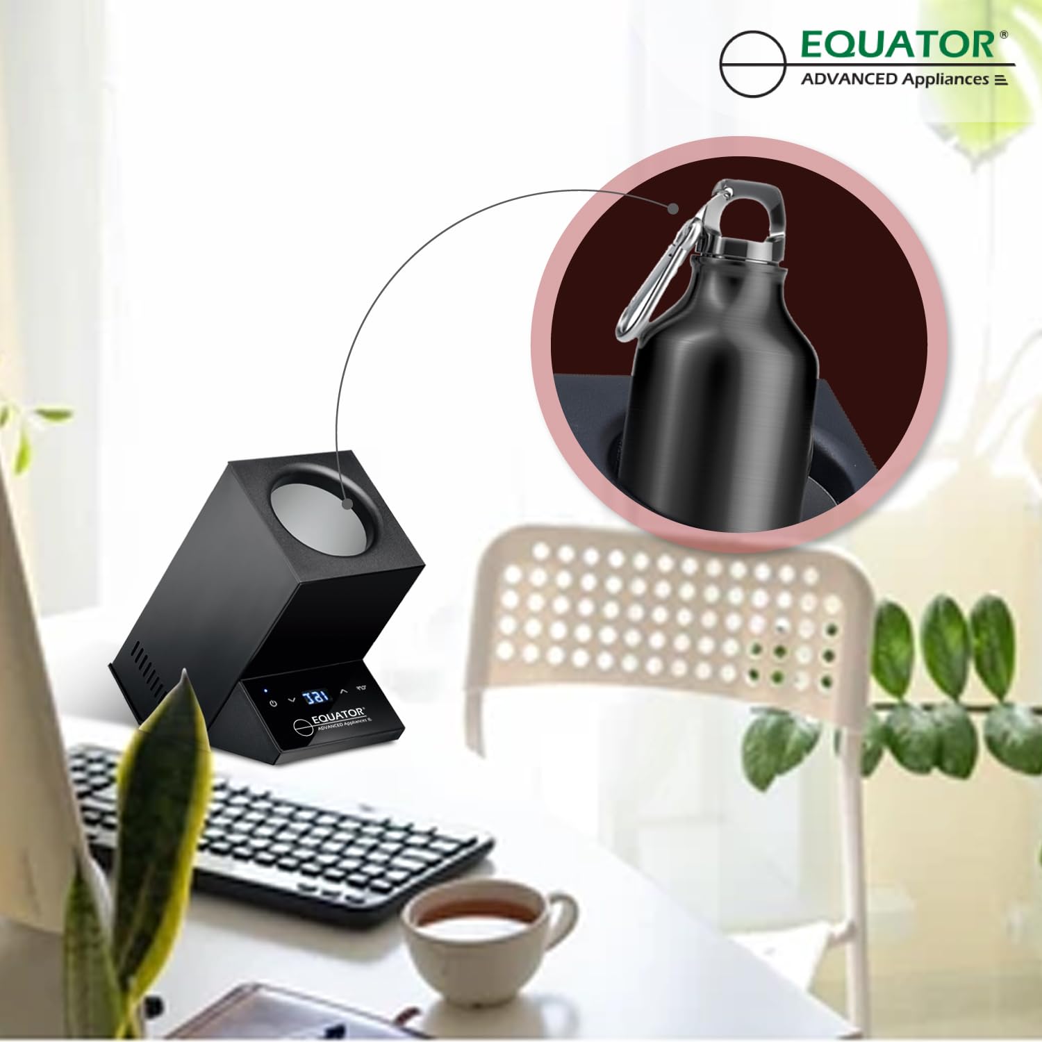 Equator 110V/12V Portable Electric Wine Chiller - Single Bottle Cooler for Red, White Wine & Water (750mL) | Rechargeable Stainless Steel Body | 24-Hour Cooling | Perfect for Parties, Picnics, Camping & Gifts (Black)
