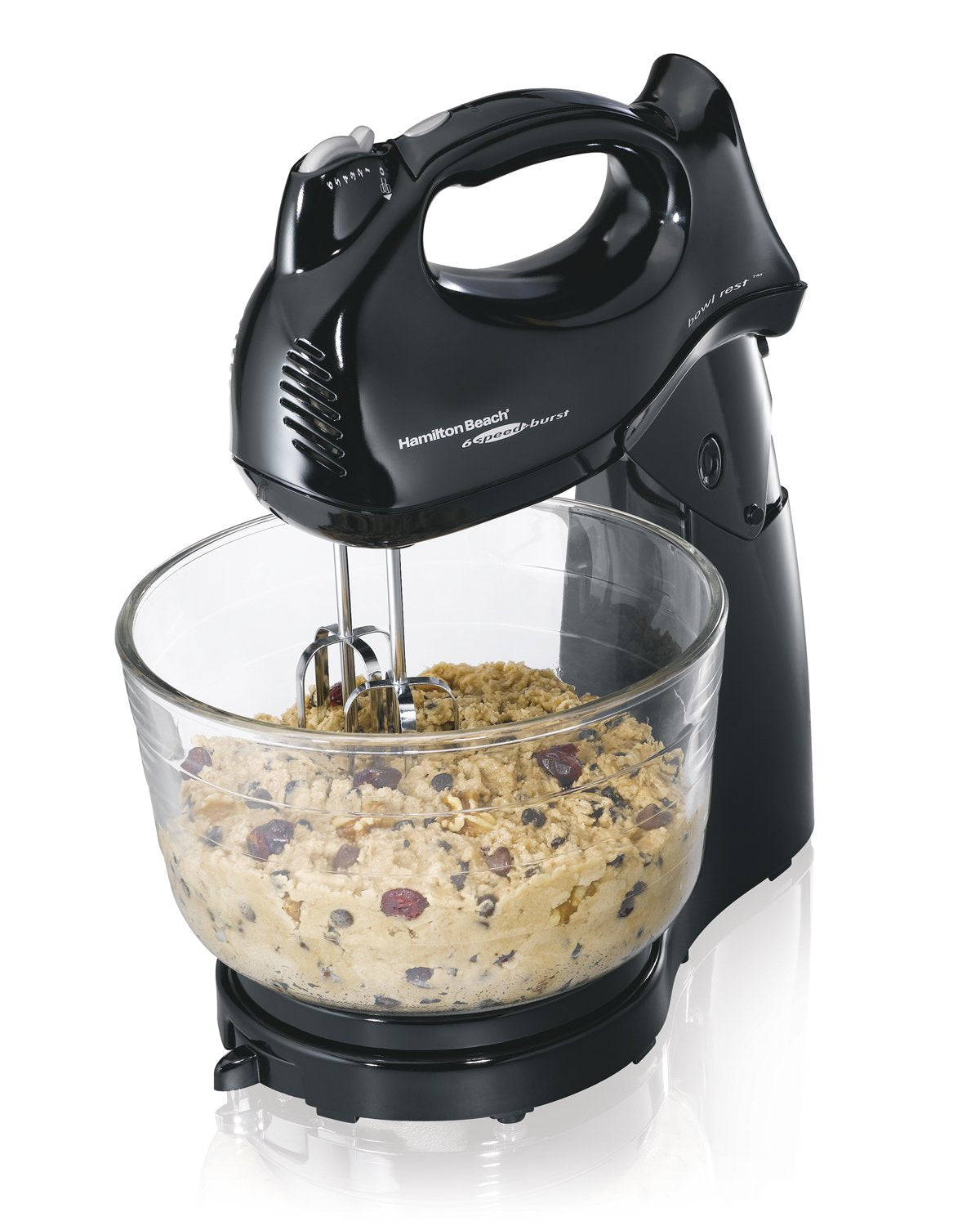 Hamilton Beach 64698 Power Deluxe 6-Speed Hand/Stand Mixer - 250W Electric Mixer with 5 Attachments - Perfect for Baking, Whipping & Mixing - Ideal for Cakes, Cookies & Dough - Black