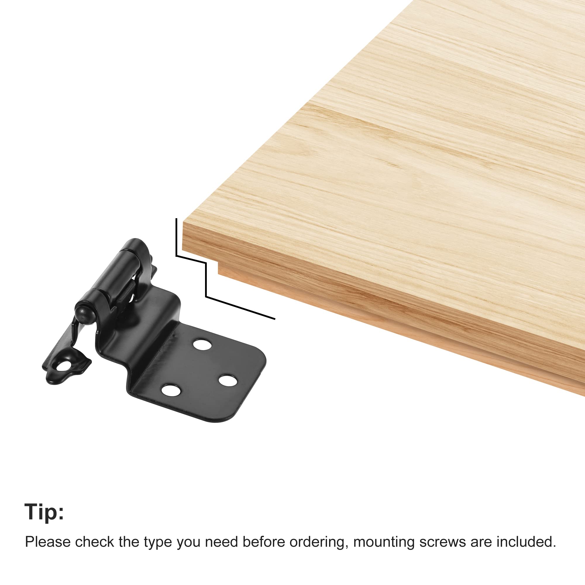 uxcell 3/8 Inch Inset Cabinet Hinges - Self Closing 2.76 Inch Cupboard Closet Door Hinges with Screws (Black, 8Pcs) - Perfect for Kitchen Cabinets, Wardrobes & Furniture Installation