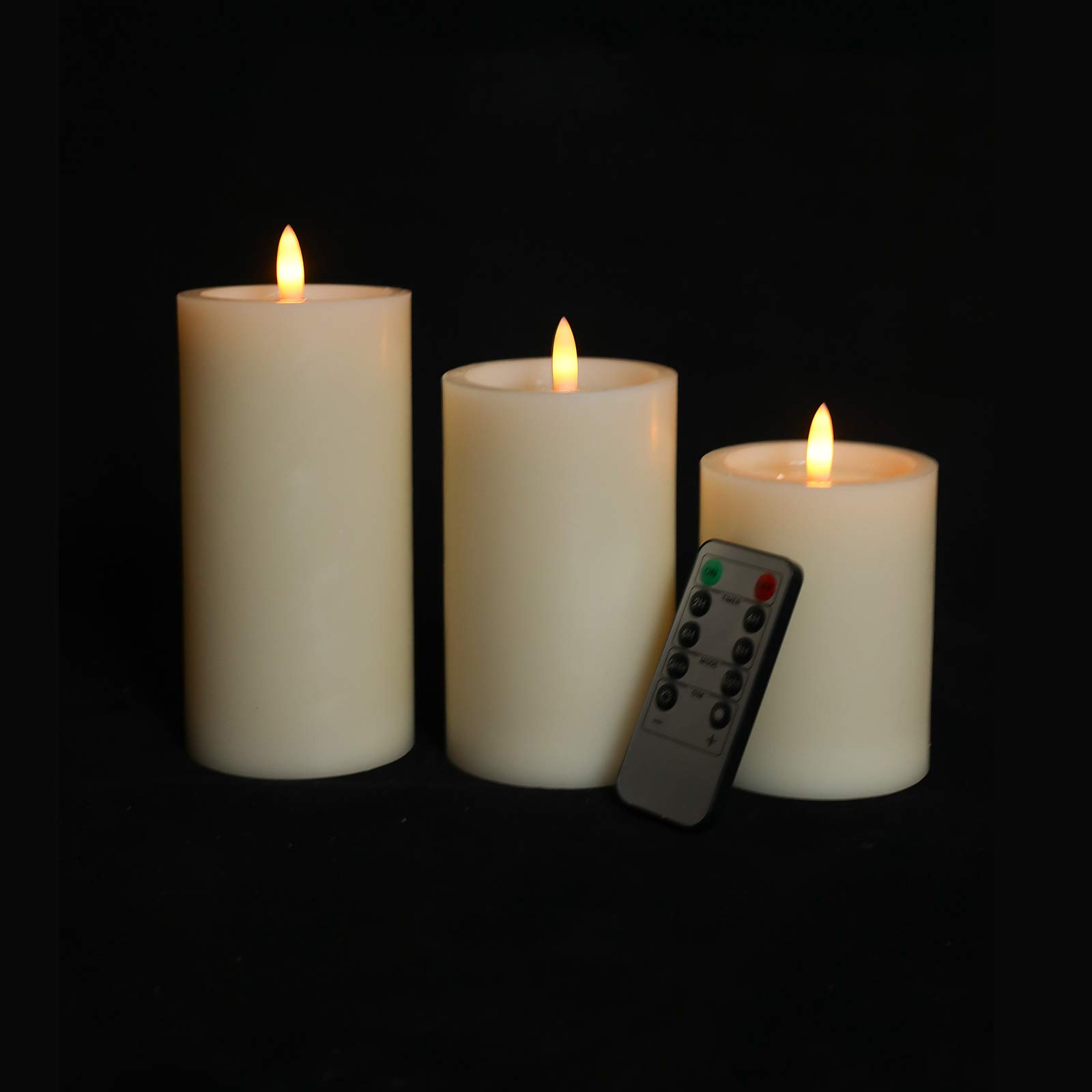 Premium White Flameless LED Candles - Realistic Vanilla Scented with Timer & 10-Key Remote Control - Set of 3 for Home Decor, Wedding Centerpieces, Romantic Dinner Ambiance, and Holiday Gift Giving