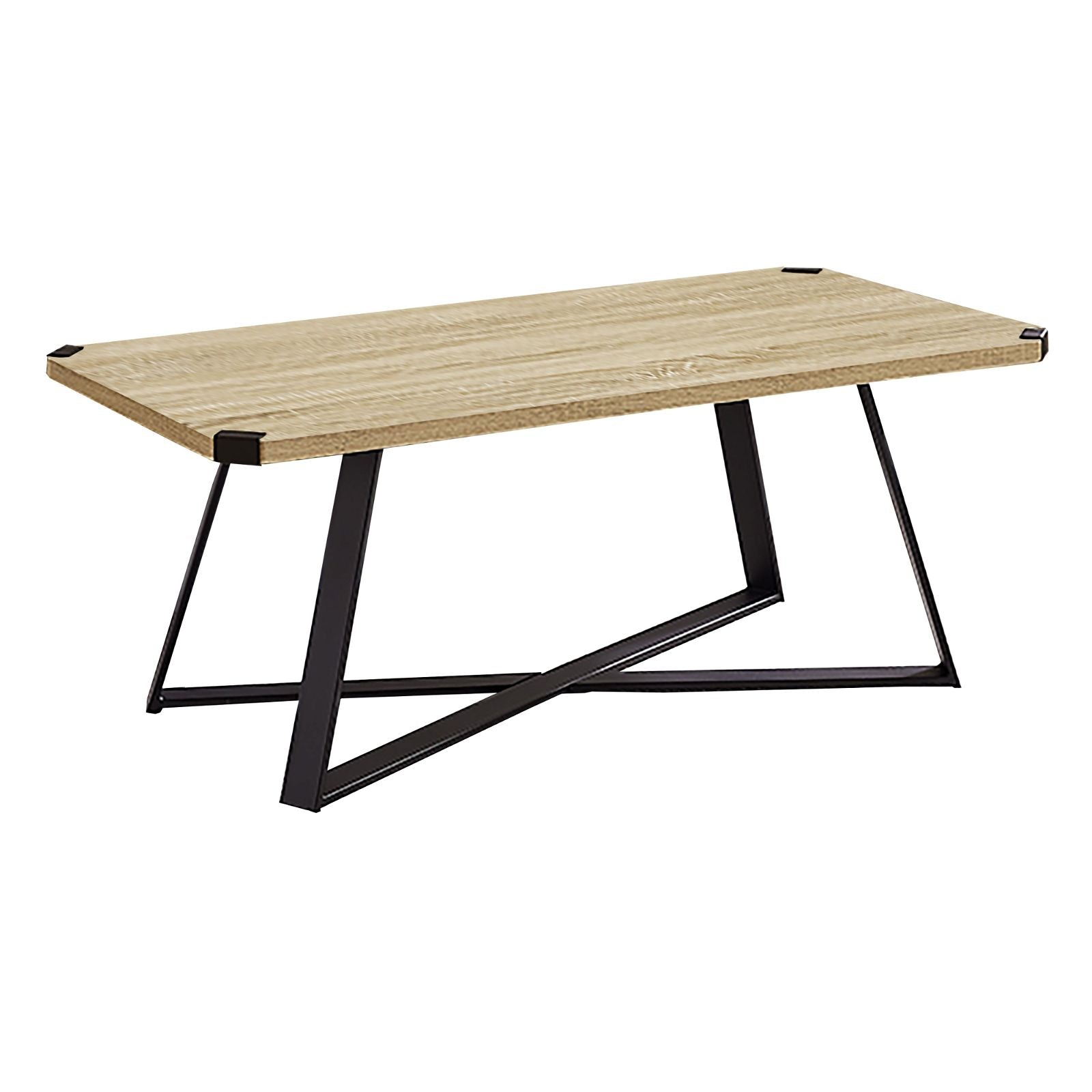 Criterionâ¢ 43-Inch Capri Coffee Table with Black Metal Legs & Oak Top - Modern Living Room Center Table for Home Decor & Entertaining