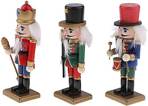 3 Pack Wooden Nutcracker Soldier Dolls - Christmas Holiday Home Decor, Office Display, Festive Party Ornaments - Perfect for Mantel, Table Centerpiece, and Gift Giving