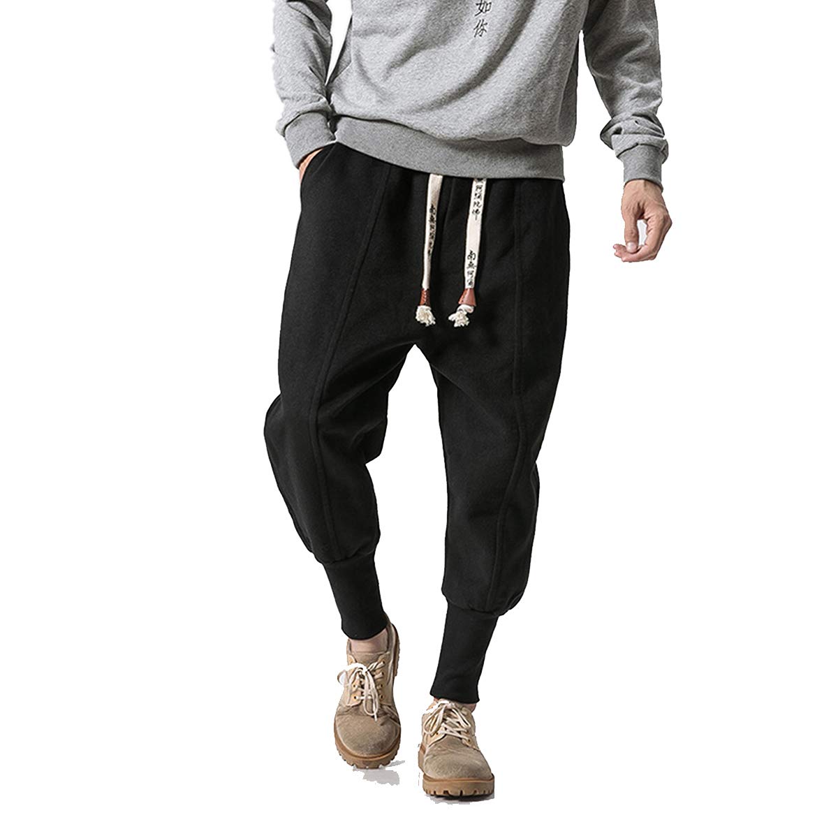 Seidarise Men's Jogger Sweatpants - Winter Running Track Pants for Sports & Hip Hop Style - Comfortable Athletic Pants for Gym, Workout & Casual Wear - Black