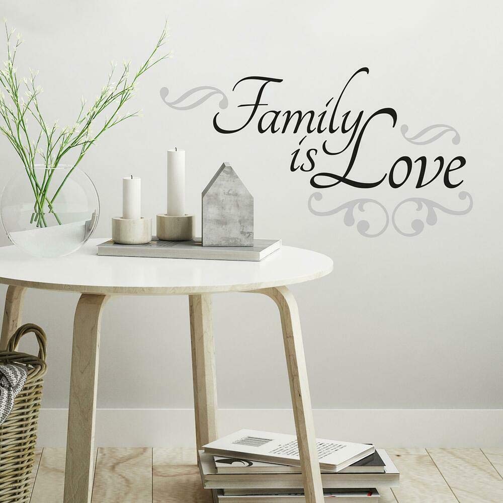RoomMates RMK2120SCS Family Is Love Quote Peel and Stick Wall Decals - Easy DIY Home Decor for Bedroom, Nursery & Living Room Wall Art