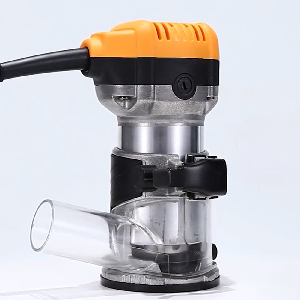 Plunge Router with Aluminum Alloy Base & Dust Cover - Woodworking Trimming Machine for Milling, Slotting & Vacuum Cleaner Attachment | Perfect for DIY Projects, Furniture Making & Cabinet Work