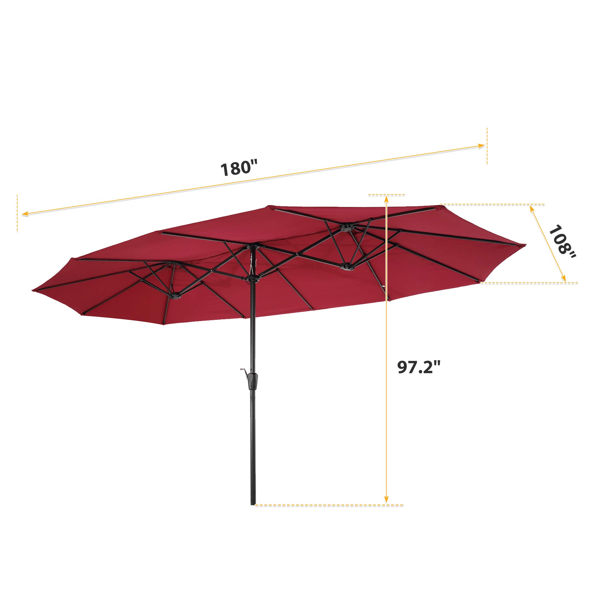 Beacon Pet 15ft Double-Sided Rectangular Outdoor Patio Umbrella - Heavy Duty Market Umbrella for Backyard, Poolside, and Restaurant Outdoor Seating Areas
