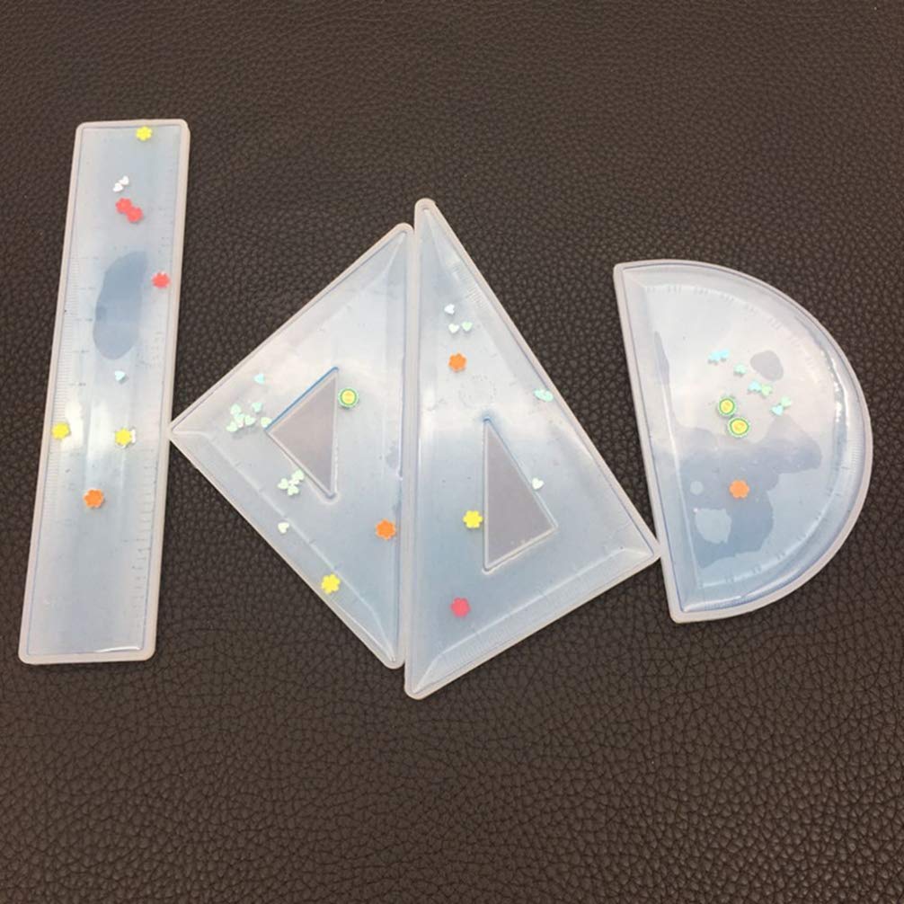 4-Piece Silicone Cake Stencil Set - Straight, Triangular & Square Resin Rulers for DIY Epoxy Casting, Soap & Candle Making - Perfect for Baking Decorations, Craft Projects & Homemade Gifts