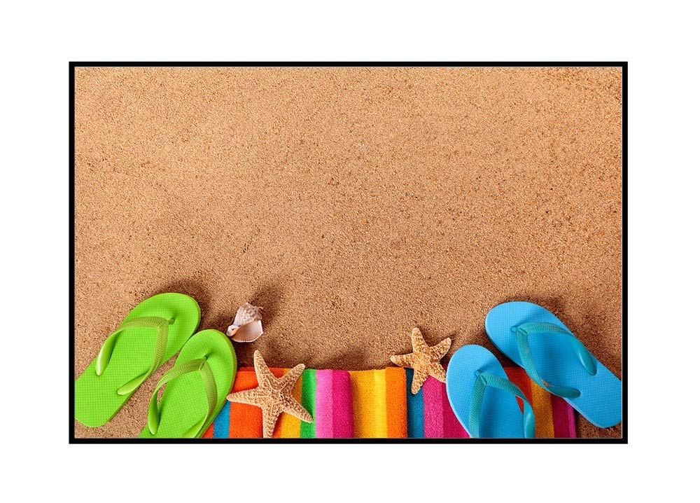 Beach Flip Flops Wall Art - 36x24 Inch Framed Canvas Print for Coastal Home Decor - Perfect for Living Room, Bedroom or Beach House