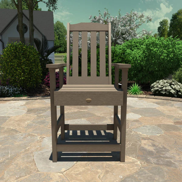 Lehigh Counter Height Outdoor Armchair - Patio Bar Stool with Weather-Resistant Design for Backyard, Deck, and Poolside Use
