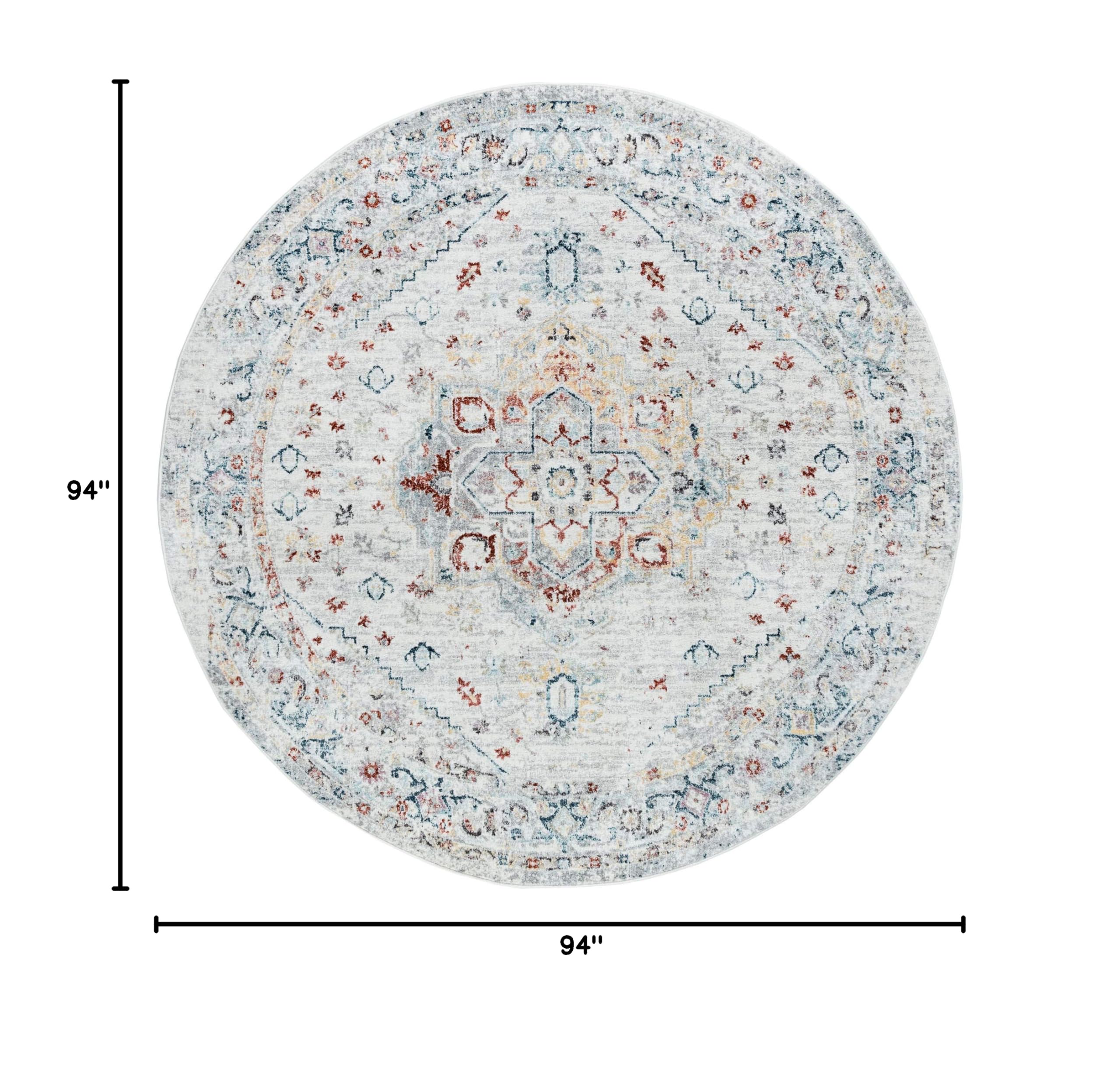 8ft Round Area Rug - Traditional Large Cream Carpet for Living Room, Dining Room, Bedroom, Entryway & Kitchen | Soft Non-Slip Floor Mat | Perfect for Home Decor, Family Gatherings & Cozy Spaces (7'10