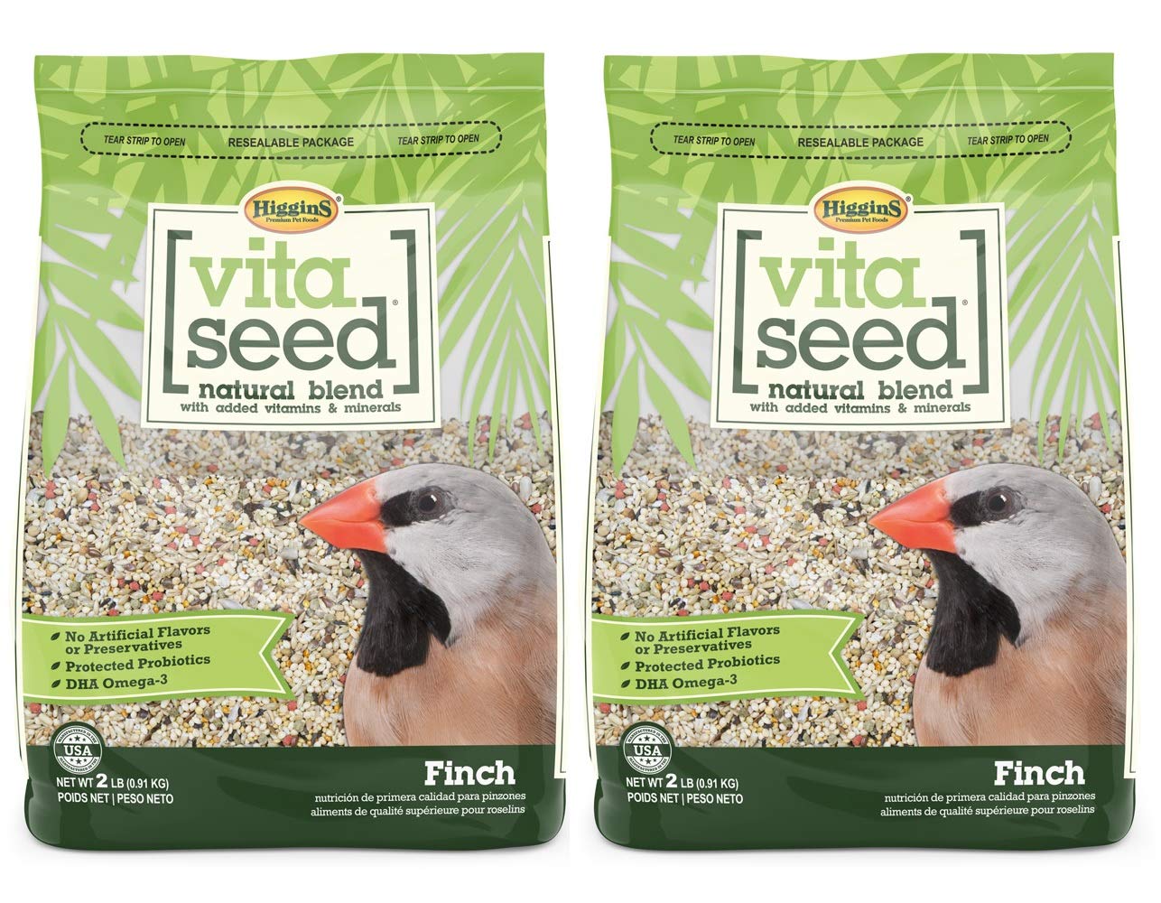 Vita Seed Natural Blend Finch Food - 2 Pack (2 Pounds Each) | Premium Bird Seed for Finches | Perfect for Wild Birds, Pet Finches & Aviaries