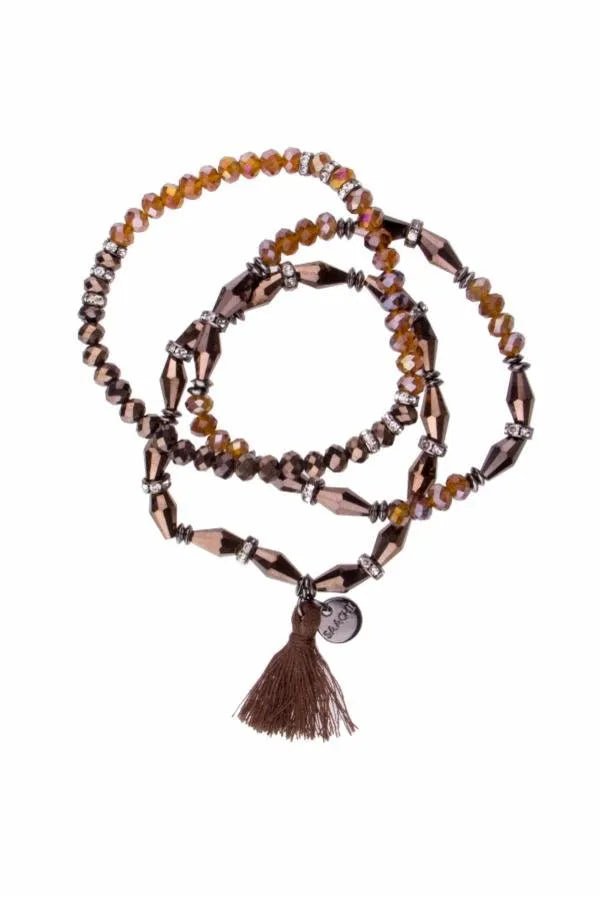 Elegant Crystal Beaded Tassel Bracelet Set for Women - Boho Chic Handmade Jewelry Gift - Perfect for Parties, Weddings & Everyday Wear