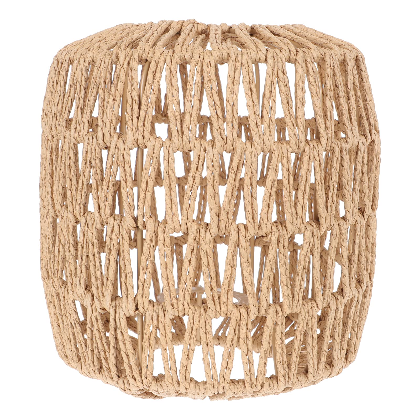 1PC Woven Rattan Lamp Shade - Medium Drum Pendant Light Cover for E27 Bulb - Hanging Chandelier, Table & Ceiling Light Fixture - Boho Home Decor for Living Room, Bedroom & Patio