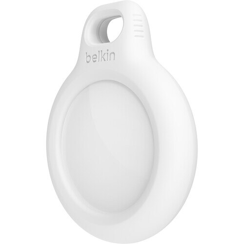 Belkin AirTag Security Keychain Holder - White | Secure & Track Your Keys, Bags & Valuables | Perfect for Travel, Office & Everyday Use