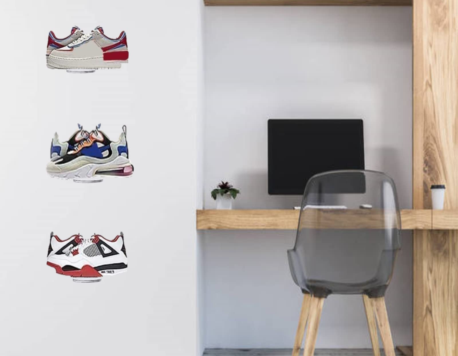 Clear Acrylic Floating Shoe Shelves - 6/8/10/12pcs Wall Mount Sneaker Display Rack | Modern Shoe Organizer & Storage Solution for Sneakerheads, Bedroom, Closet, or Entryway Organization