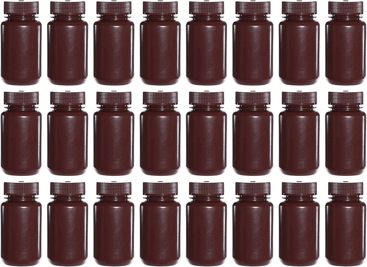 125ML (4OZ) Amber Wide Mouth PP Plastic Reagent Bottles with Screw Caps - Pack of 150 - Ideal for Laboratory, Chemical Storage & DIY Essential Oil Mixing