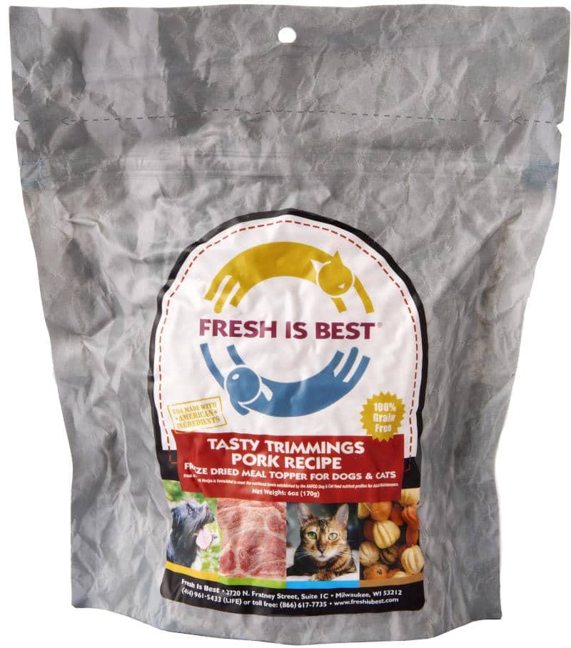 Freeze Dried Raw Pork Dog & Cat Food Topper - 6oz | Grain-Free, Nutrient-Rich Meal Enhancer | Perfect for Picky Eaters & Digestive Health | Fresh Is Best Tasty Trimmings