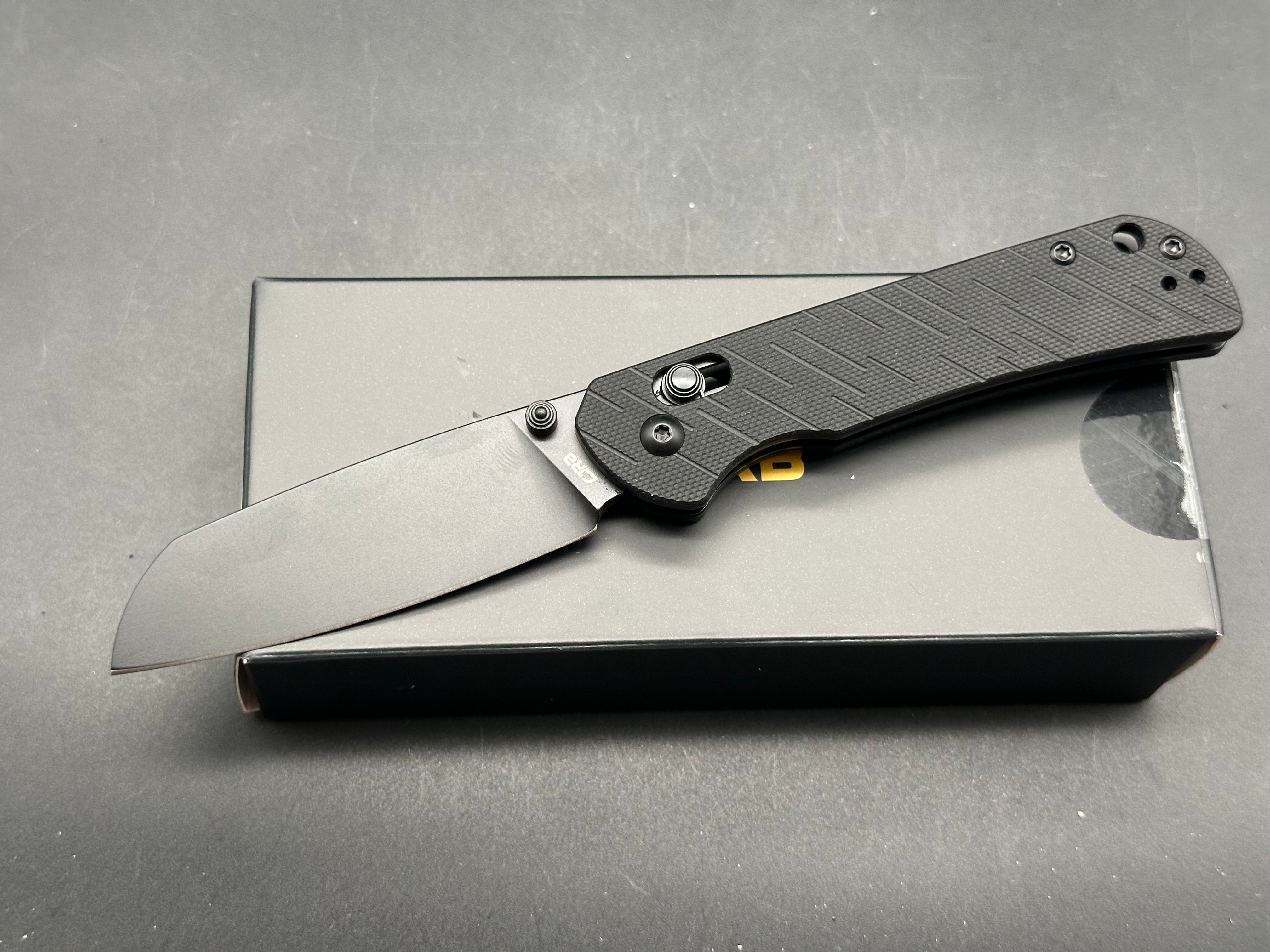 CJRB Lyrid Folding Knife - Black G10 Handle, AR-RPM9 Steel Sheepsfoot Blade - EDC, Camping, Outdoor Survival Tool