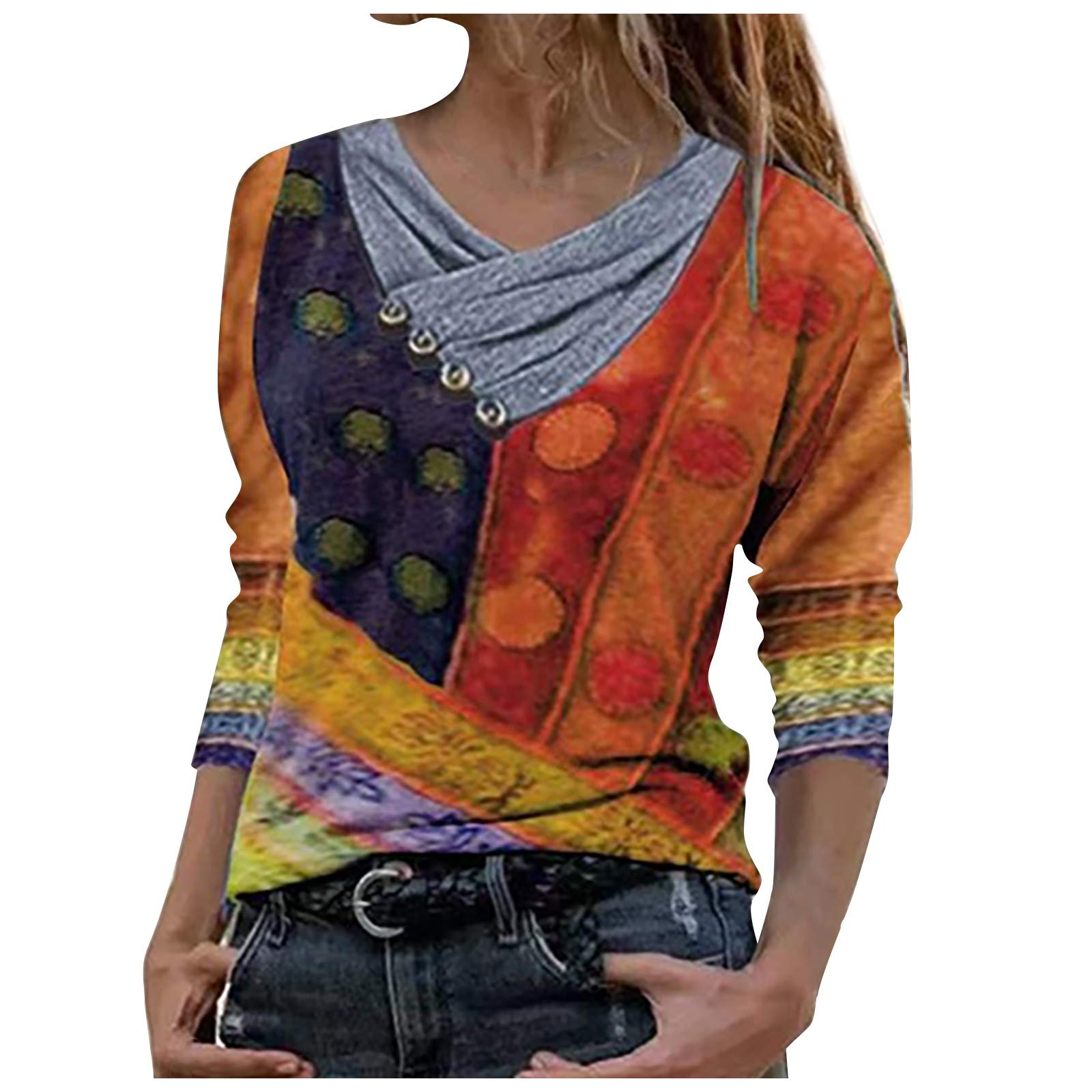 Women's Comfortable Casual Blouse with Embroidery Lace Collar - Vintage Floral Print Tops for Spring & Fall | Perfect for Office Wear, Date Nights & Daily Outfits