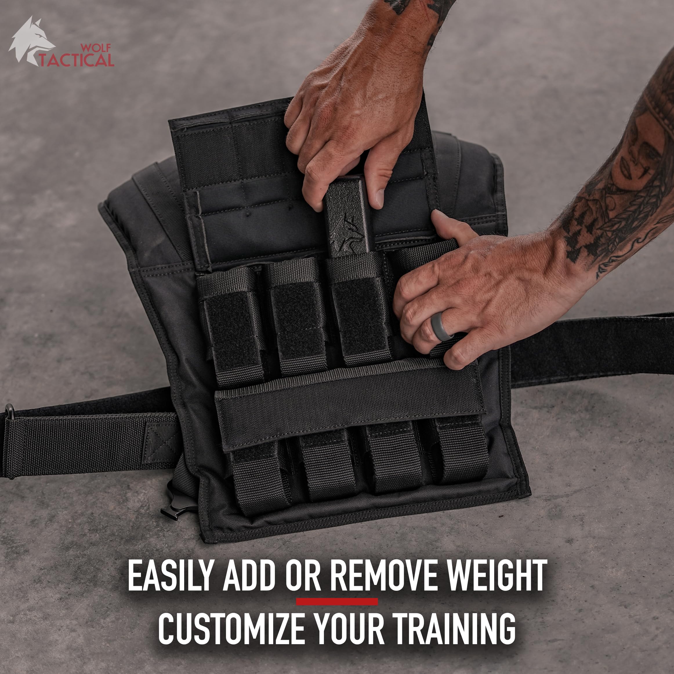 WOLF TACTICAL Adjustable Weighted Training Vest for Men - 20-60lbs Strength Workout Vest for CrossFit, Running & Fitness Training - Perfect for Gym, Home Exercise & Outdoor Workouts