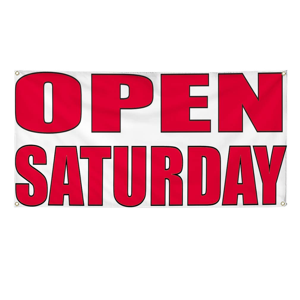 Durable 48x96 Inches Vinyl Banner with 8 Grommets - Weatherproof Outdoor Advertising Sign for Business, Yard, and Industrial Use | Perfect for Events, Sales, and Open Saturday Promotions