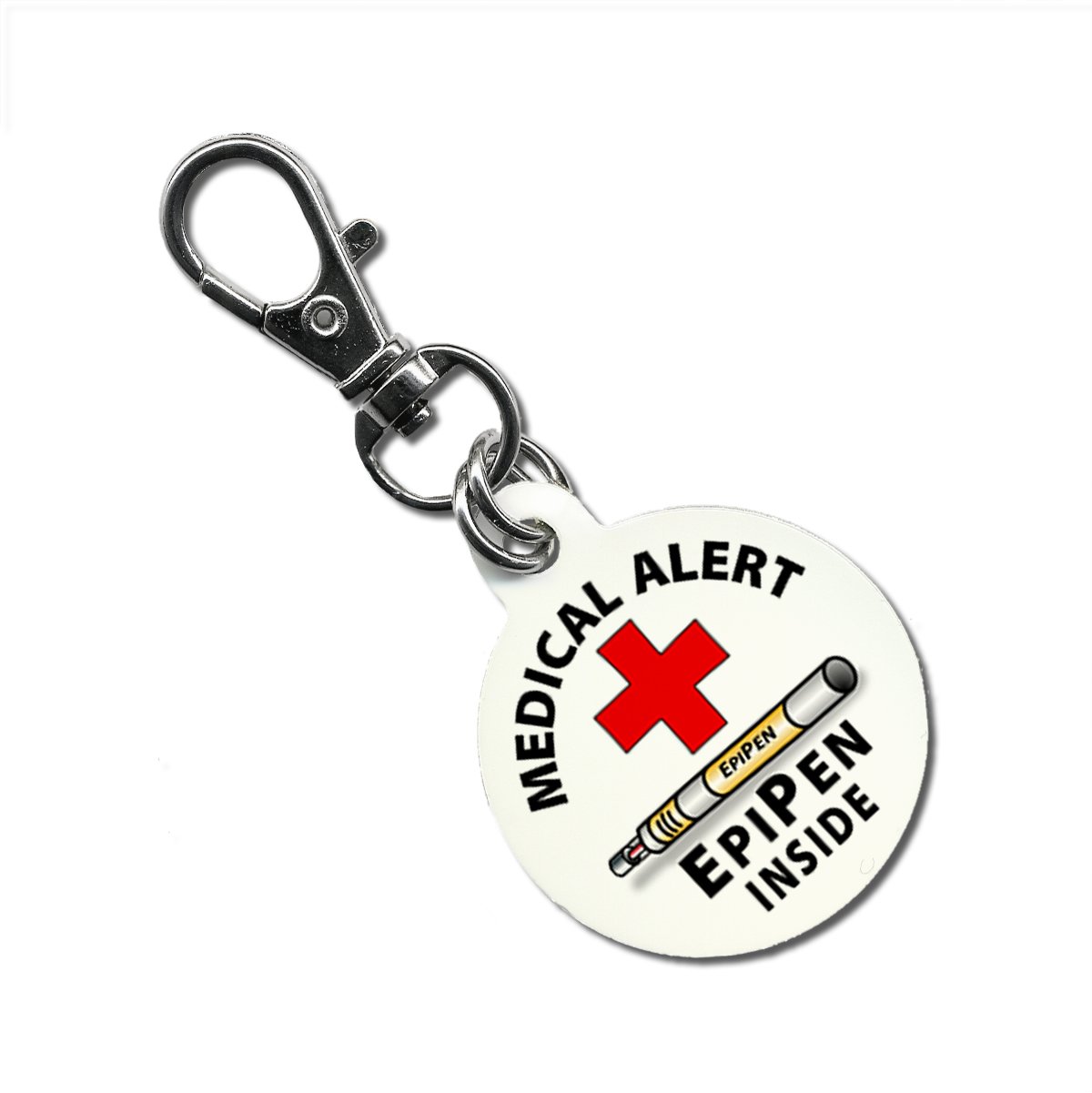Medical Alert Epipen Inside 1.25 Inch Aluminum Dog Tag - Emergency Medical ID for Allergies & Anaphylaxis - Perfect for Outdoor Activities, Travel & Daily Wear