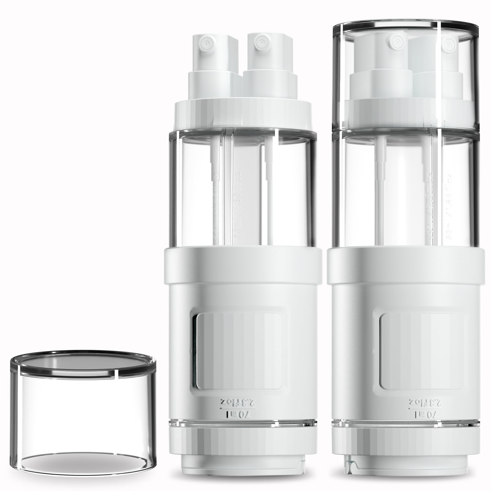 4-in-1 Leak Proof Travel Size Bottles Set - BPA Free Spray & Pump Dispensers for Toiletries | Refillable Travel Containers for Cream, Toner & Lotion | Perfect for Airplane Carry-on, Gym Bag & Vacation Essentials