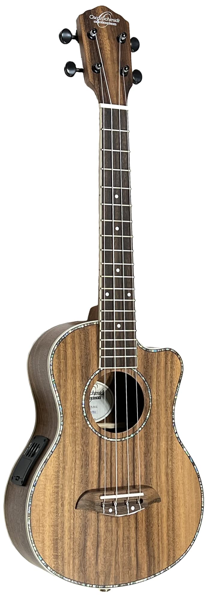 Oscar Schmidt OU6LCE Acoustic Electric Tenor Ukulele - Professional 4-String Hawaiian Guitar with Built-in Tuner & Pickup for Live Performances, Recording & Travel