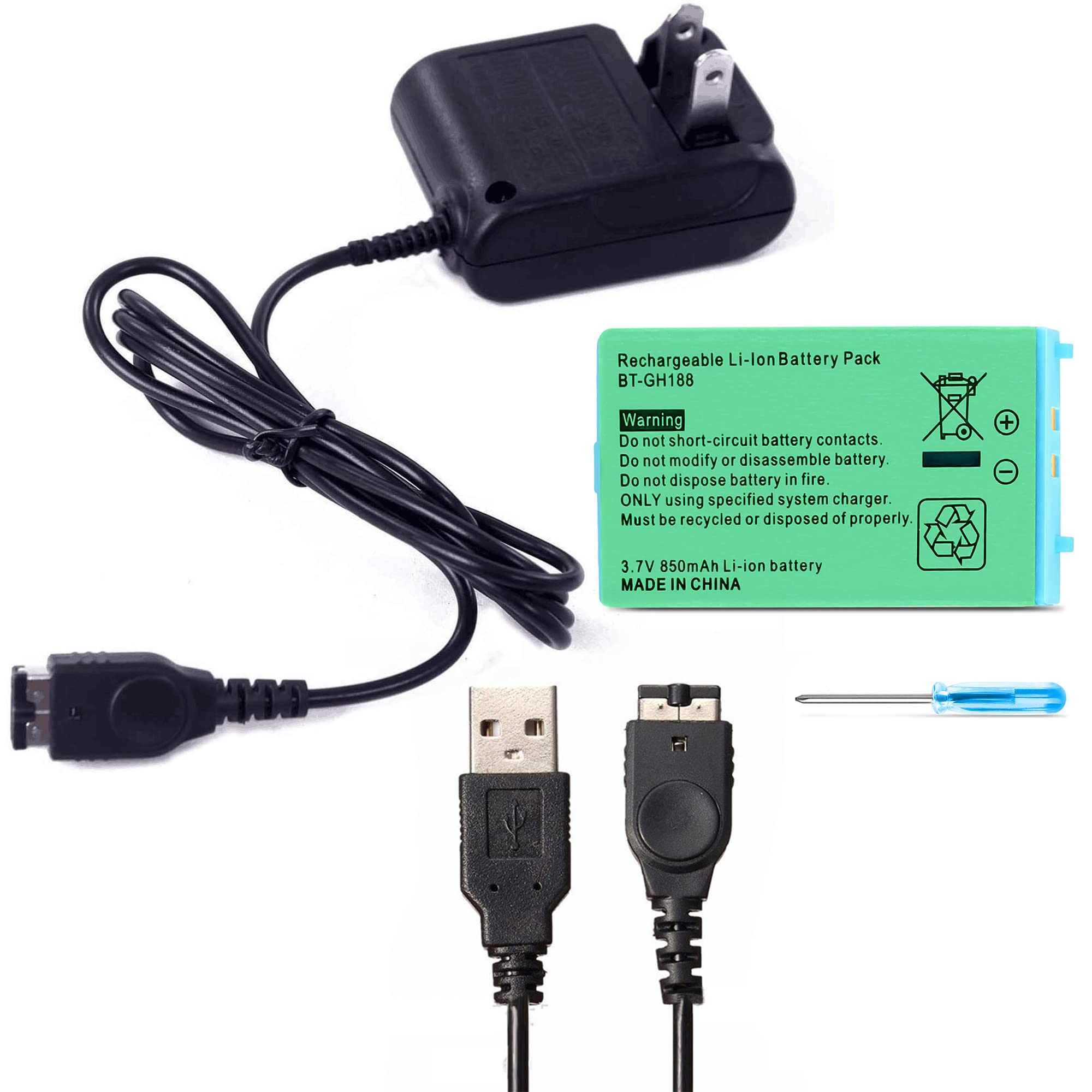 Xahpower Gameboy Advance SP Accessories Kit - 1 Charger, 1 Charge Cable & 1 Battery Pack for GBA SP Systems | Perfect for Gaming On-The-Go & Retro Game Collection