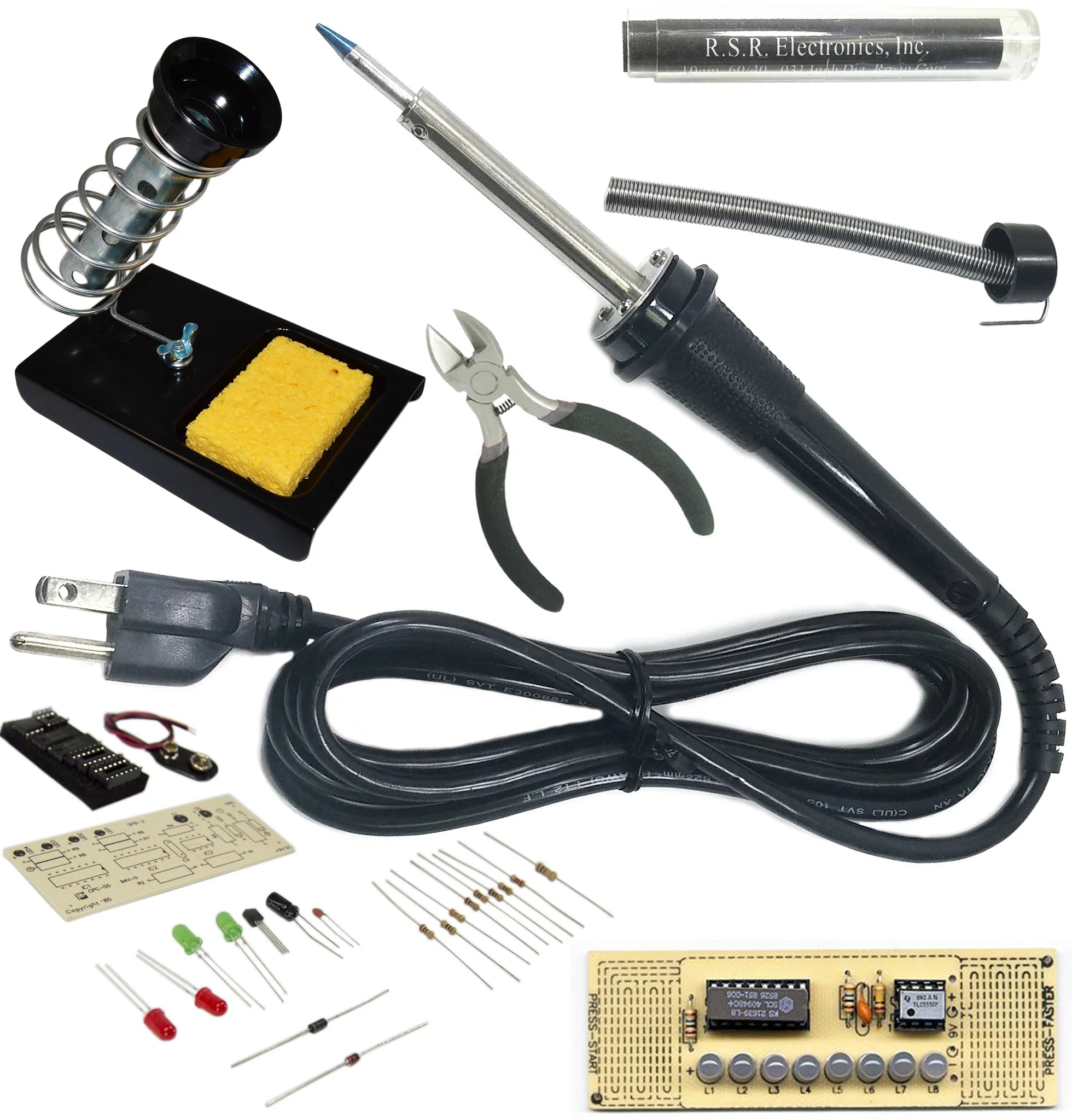 Complete Soldering Starter Kit with 60W Adjustable Iron, Solder Wire, Stand & 2 DIY Practice Projects - Perfect for Electronics Repair, Circuit Board Projects & Home DIY