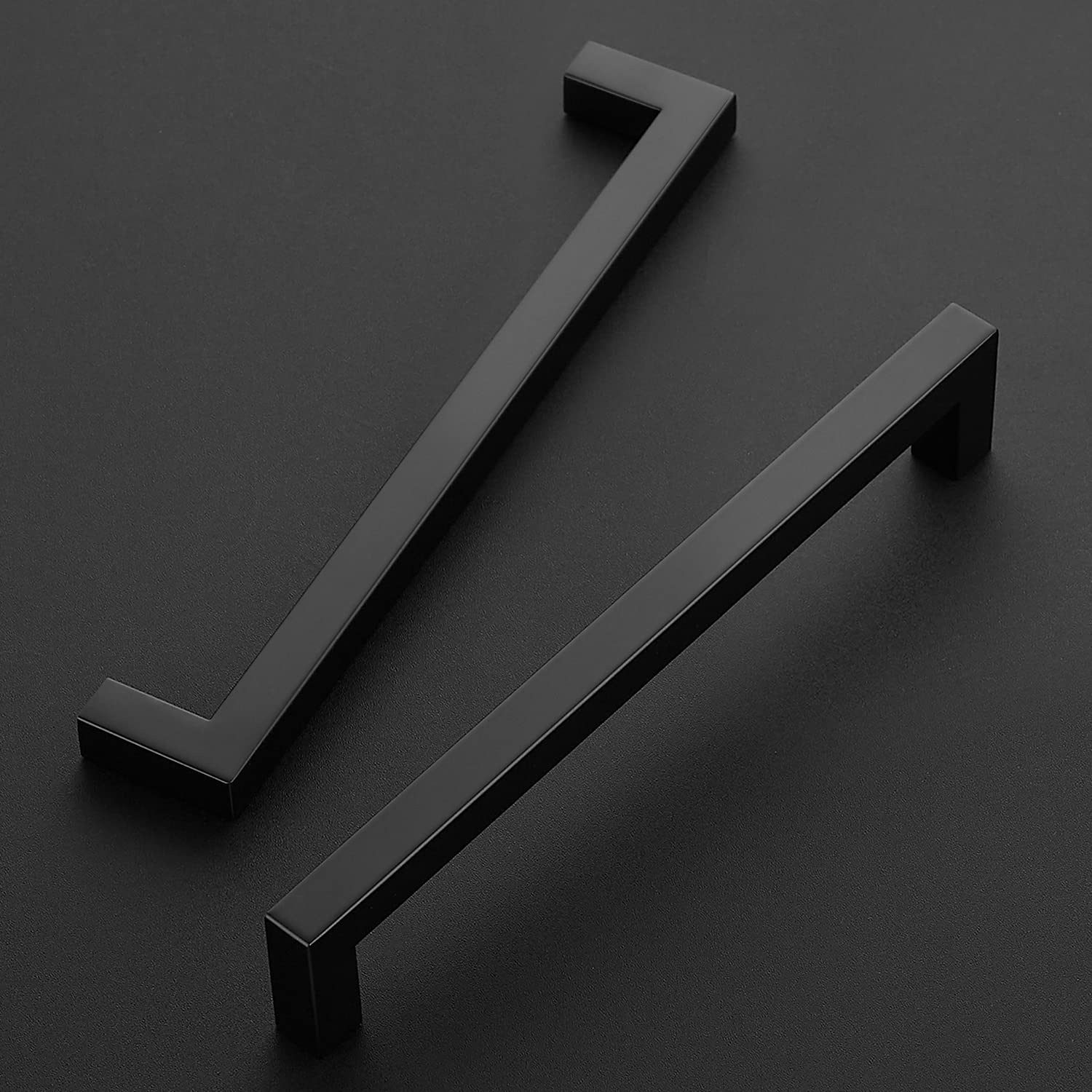 Home Expert 25 Pack 7-1/2 Inch Black Cabinet Pulls - Stainless Steel Square Drawer Handles for Kitchen Cabinets, Drawers & Doors - Modern Matte Black Hardware for Home Renovation & Furniture Upgrade