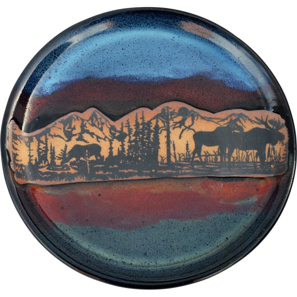 Forest Moose Pottery Dinnerware Set - Handcrafted Ceramic Plates, Bowls & Mugs for Rustic Home Dining - Perfect for Farmhouse Kitchens, Camping & Outdoor Entertaining