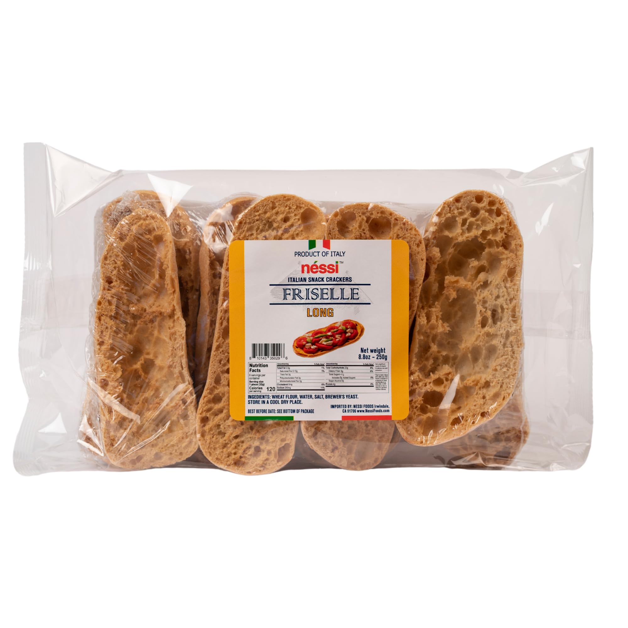 Nessi Traditional Italian Long Bread Friselle - Crunchy Twice-Baked Biscuits, 2 Packs (2 x 250g) | Perfect for Soups, Salads & Charcuterie Boards | Authentic Italian Snack for Coffee or Wine Pairing