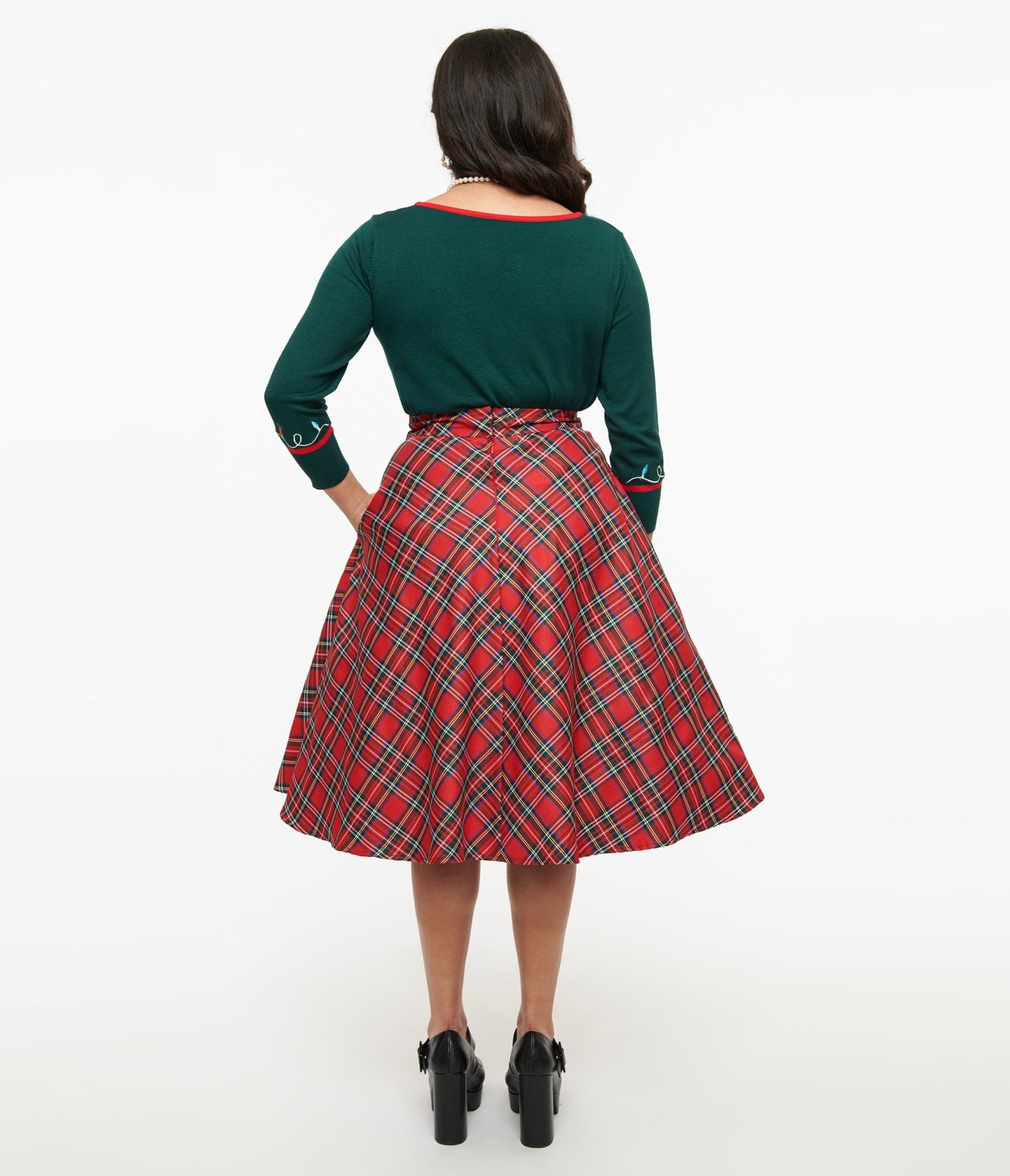 Vintage 1950s Red Plaid High Waist Swing Skirt - Retro A-Line Skirt for Women | Perfect for Swing Dancing, Rockabilly Outfits & Vintage Fashion