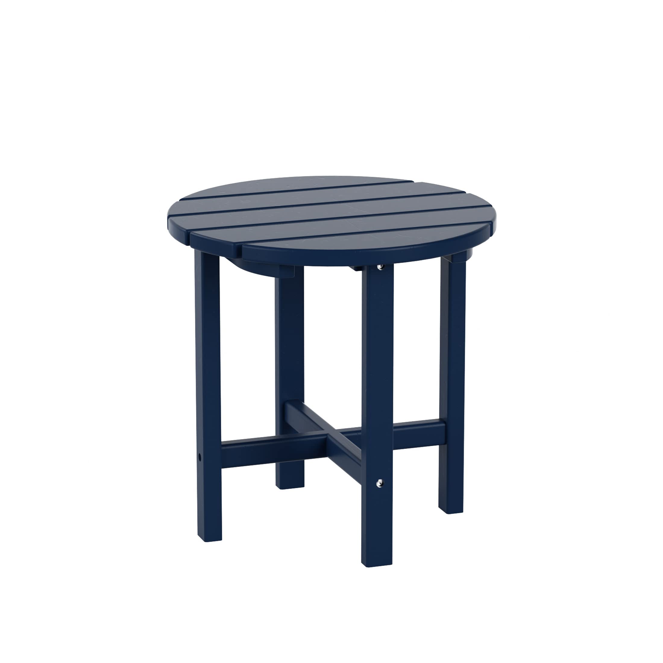 Premium HDPE Outdoor Adirondack Chair with Round Side Table - All-Weather UV Resistant Patio Furniture Set for Backyard, Garden, Balcony & Porch - Navy Blue - Perfect for Relaxing, Sunbathing & Outdoor Entertaining