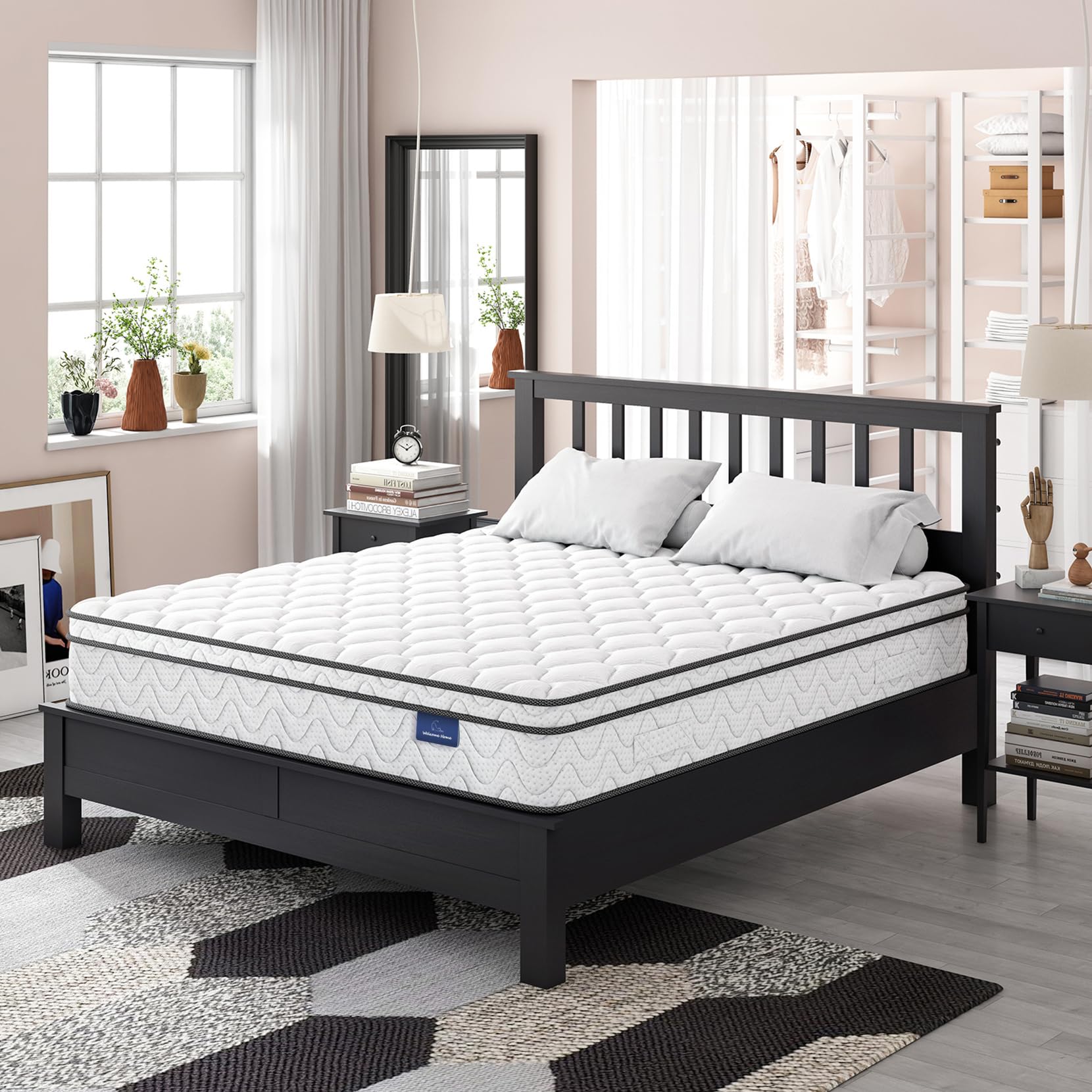 Vesgantti 12 Inch Hybrid Queen Mattress in a Box - Memory Foam & Pocket Springs for Pressure Relief, Medium Firm Support (60
