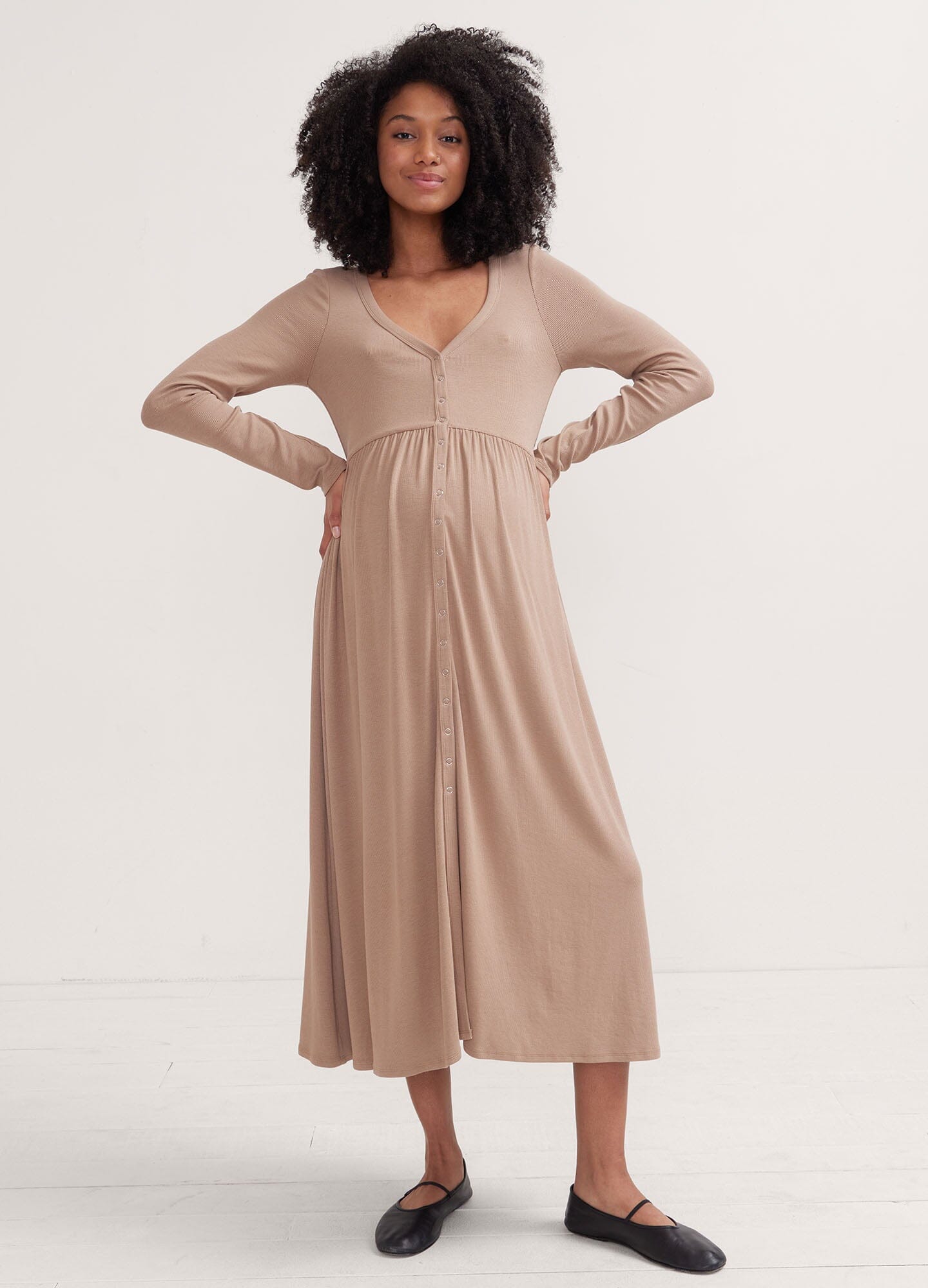Ultra Soft Ribbed Nursing Dress for Breastfeeding Moms - Comfortable Maternity Wear for Nursing, Lounging & Everyday Use