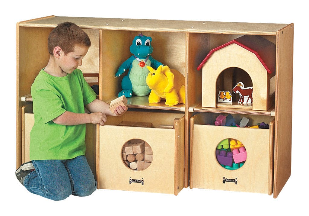 Jonti Craft See n Wheel Shelf with Bins - Mobile Storage Organizer for Classroom, Playroom & Daycare - Perfect for Toys, Books & Supplies