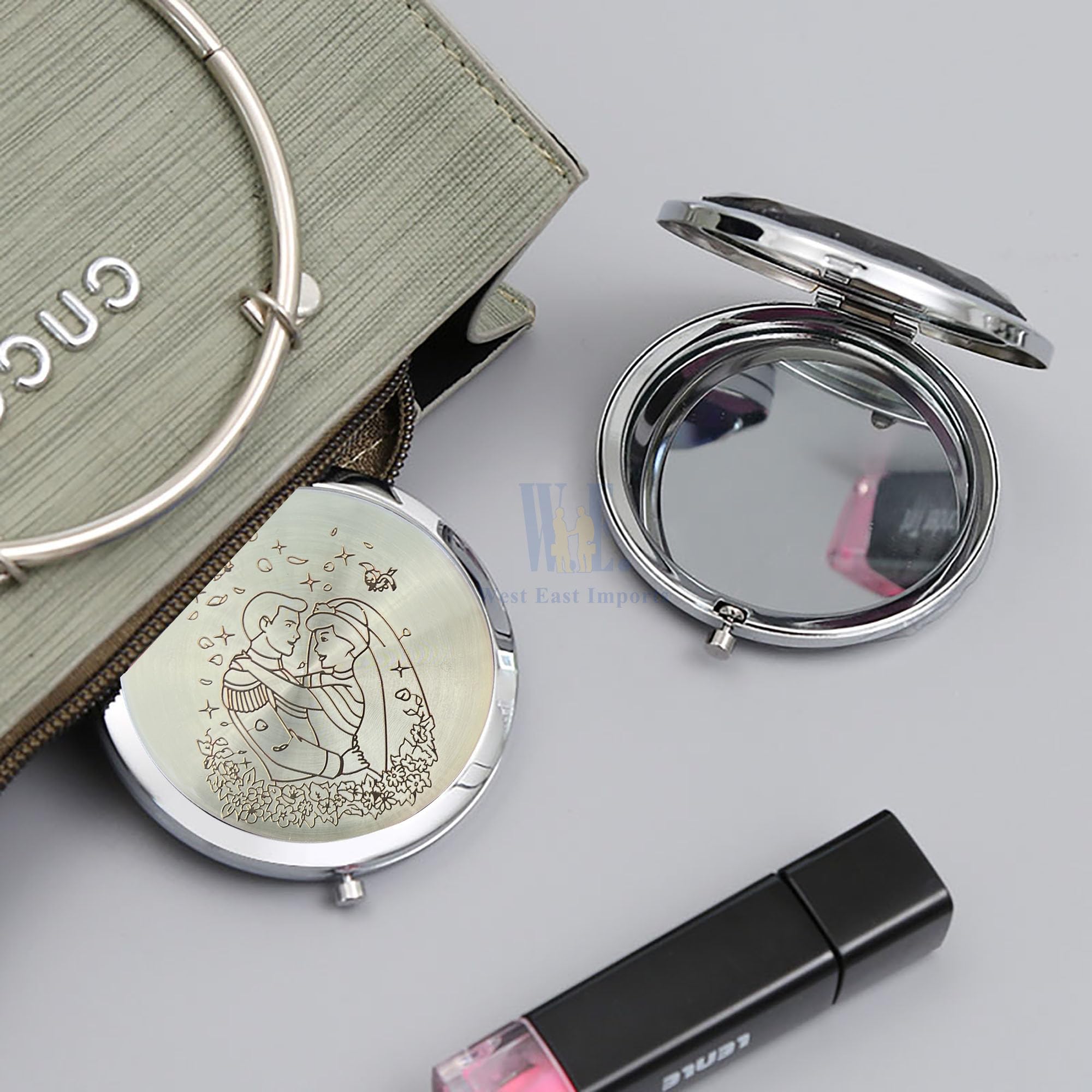12PCS Elegant Compact Wedding Favors - Bride & Guest Gift Set with Mirror for Purse, Travel & Special Occasions