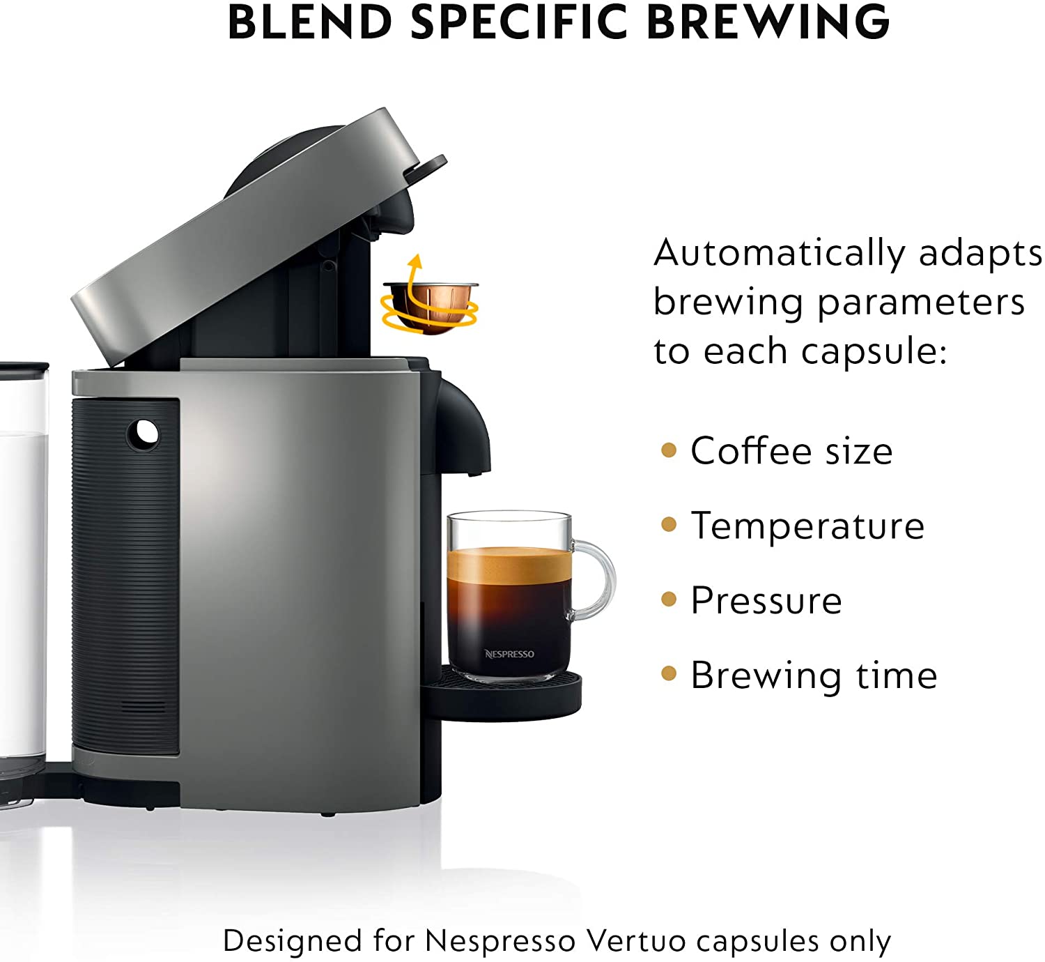 Nespresso Vertuo Plus Coffee and Espresso Maker with Aeroccino Milk Frother - Factory Serviced & Home Essentials Warranty (ENV150GY) - Perfect for Home Baristas and Office Coffee Breaks