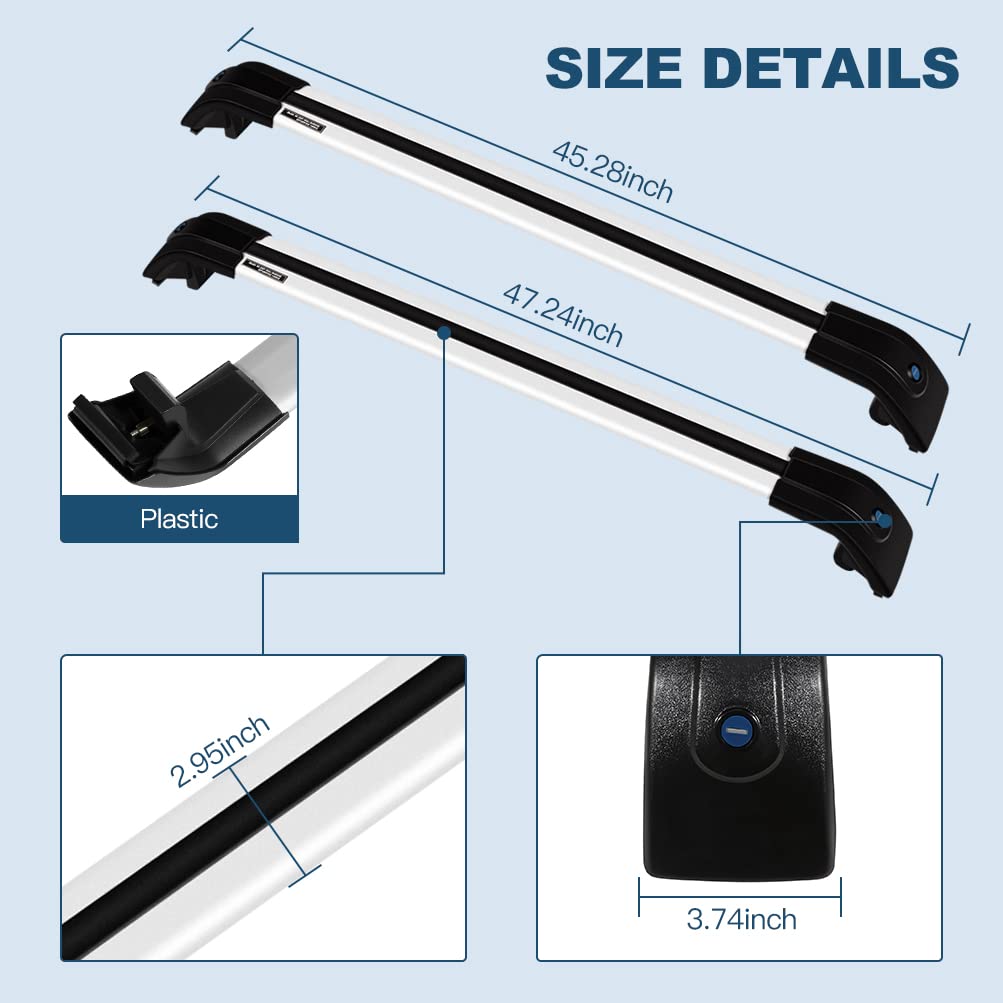 ECCPP Aluminum Roof Rack Cross Bars - Heavy Duty Cargo Carrier Rails Compatible with Volkswagen Atlas 2018-2019 Models | Perfect for Road Trips, Camping Gear & Outdoor Adventures