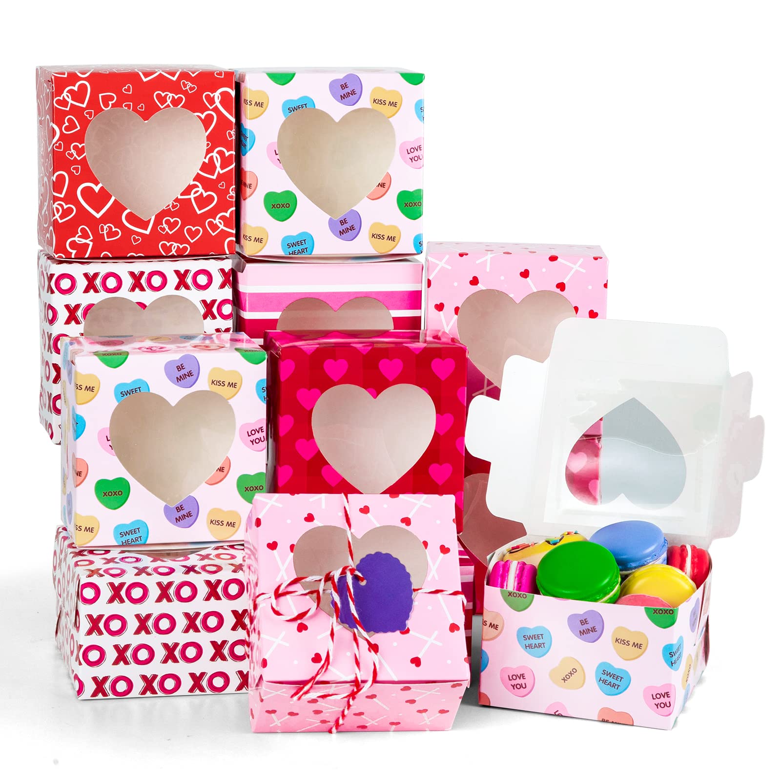 Valentine's Day Bakery Boxes 24pcs with Heart Window - for Cupcakes, Cookies & Donuts Gift Giving