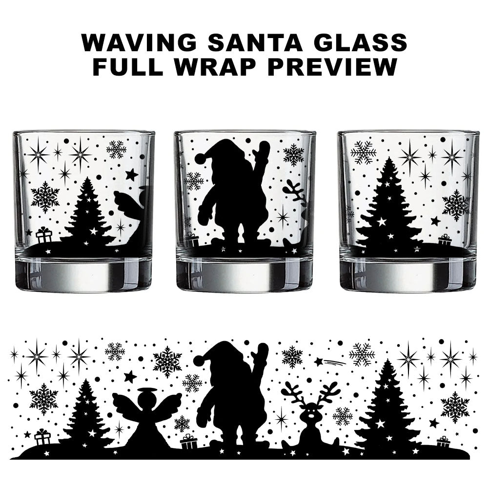 BarConic Christmas Collection Waving Santa Glassware - 10oz Holiday Drinking Glasses for Festive Parties, Gifts & Home Decor